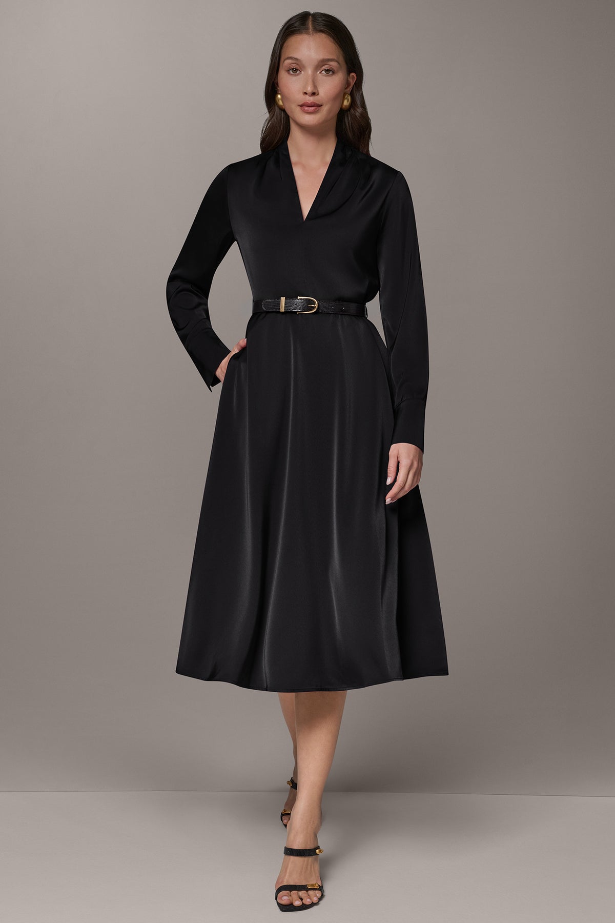 Satin Midi A Line Dress | A-Line Dress