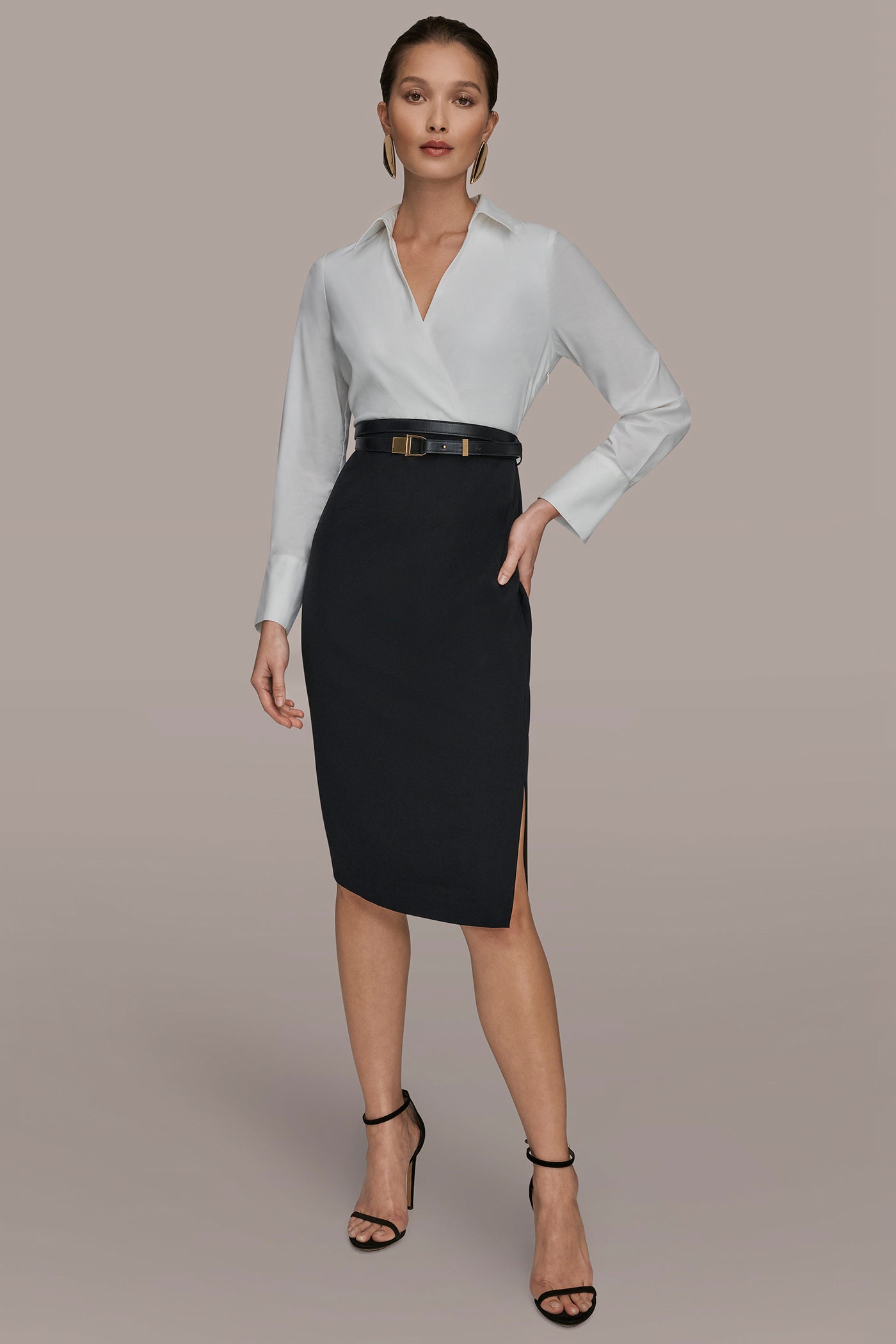 LONG-SLEEVE WRAP-EFFECT MIDI SHIRT DRESS | View 1 | New clothing LONG-SLEEVE WRAP-EFFECT MIDI SHIRT DRESS | View 1 | New clothing