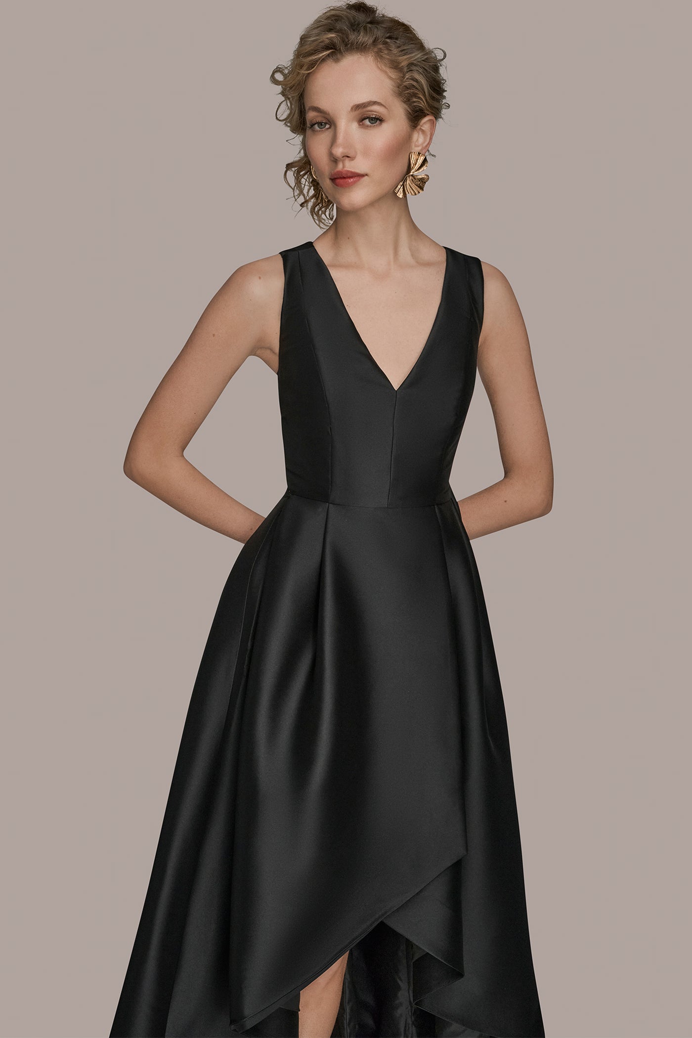 TAFFETA SLEEVELESS V-NECK HIGH-LOW GOWN VIEW 4 | Event Dressing TAFFETA SLEEVELESS V-NECK HIGH-LOW GOWN VIEW 4 | Event Dressing