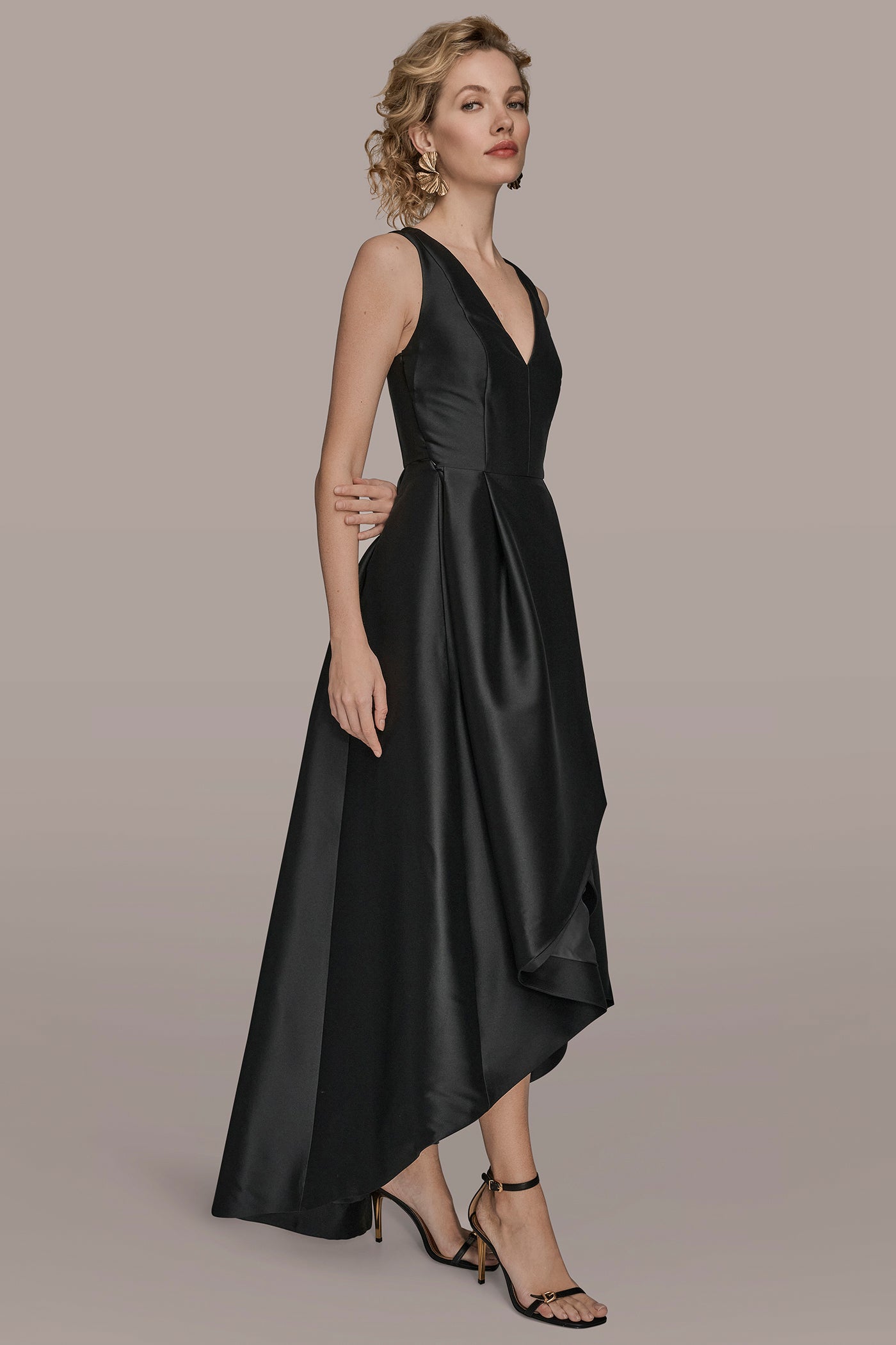 TAFFETA SLEEVELESS V-NECK HIGH-LOW GOWN VIEW 3 | Event Dressing TAFFETA SLEEVELESS V-NECK HIGH-LOW GOWN VIEW 3 | Event Dressing