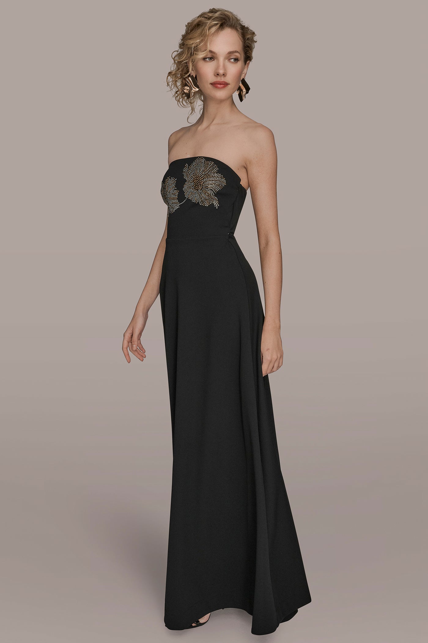 STRAPLESS FLORAL EMBELLISHED GOWN VIEW 3 | New clothing STRAPLESS FLORAL EMBELLISHED GOWN VIEW 3 | New clothing