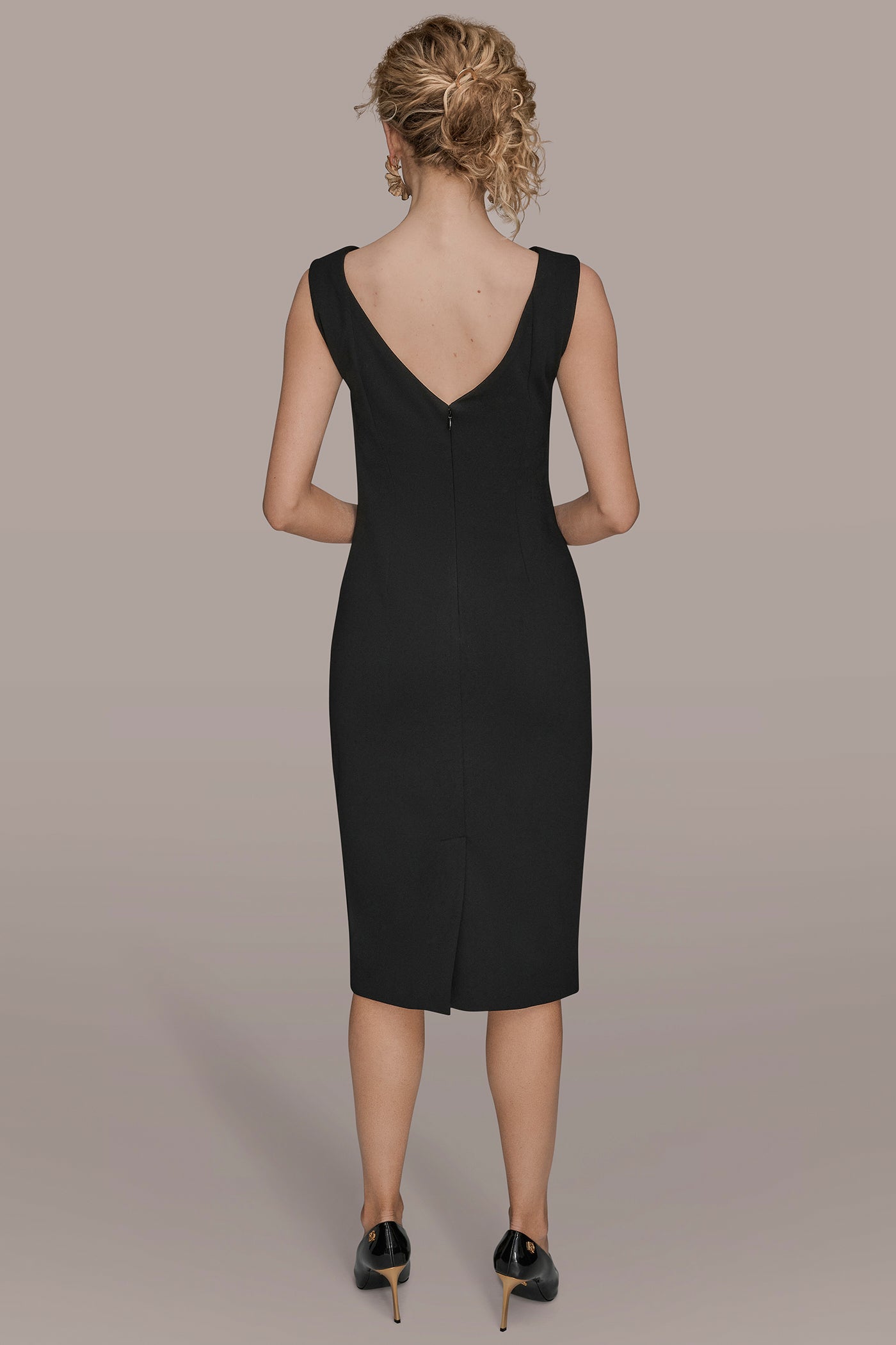 SLEEVELESS 3D FLORAL MIDI SHEATH VIEW 7 | Black Dresses SLEEVELESS 3D FLORAL MIDI SHEATH VIEW 7 | Black Dresses