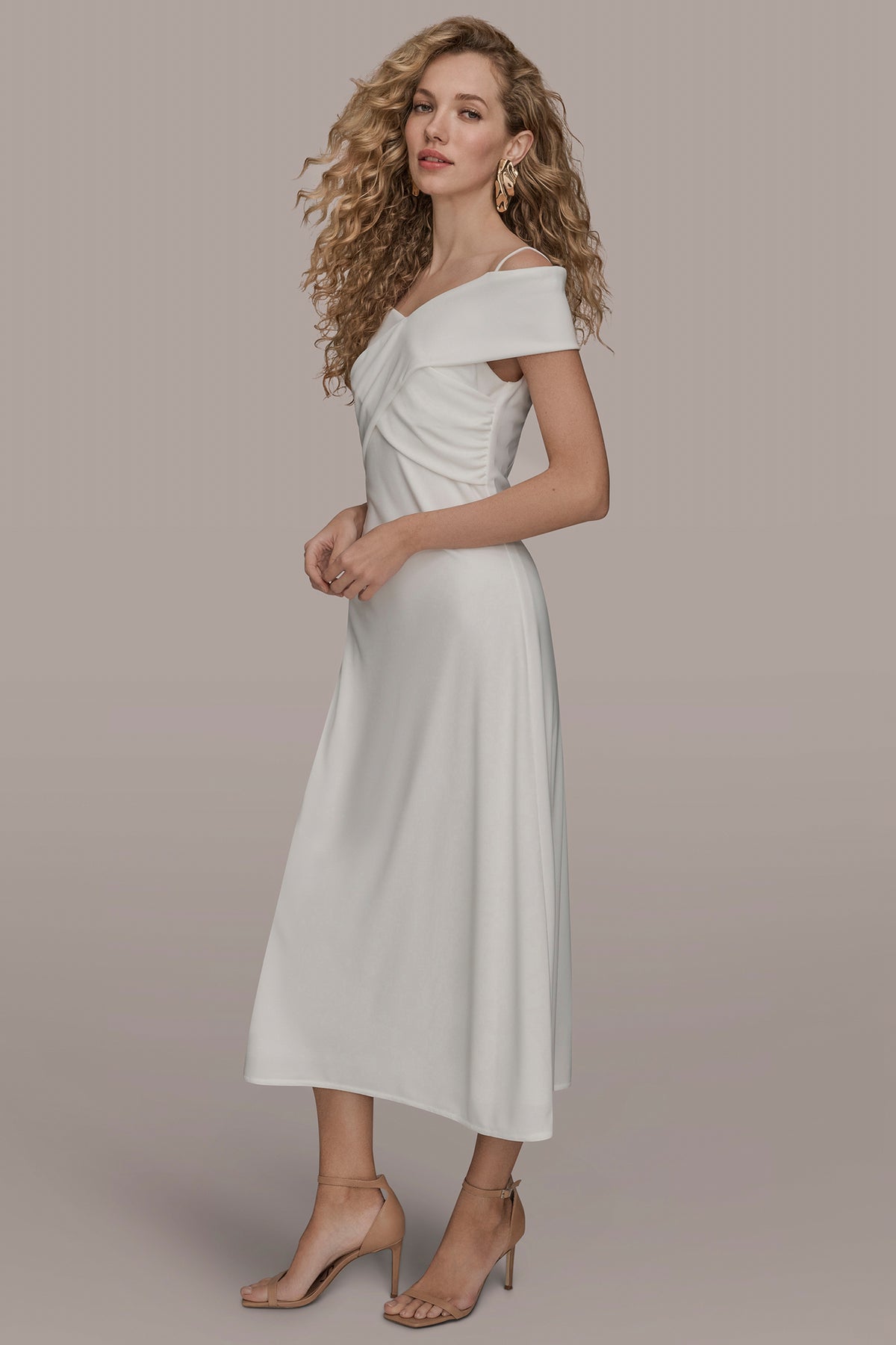 dkny off the shoulder dress Off The Shoulder Midi A Line Dress | A-Line Dress