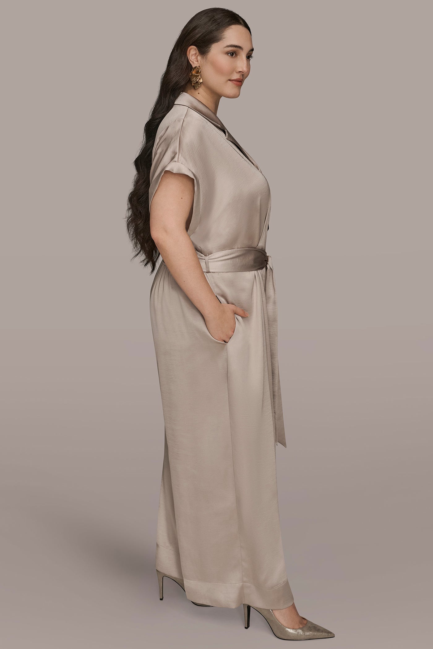 SHORT SLEEVE SATIN JUMPSUIT VIEW 7 | Plus Size Dresses SHORT SLEEVE SATIN JUMPSUIT VIEW 7 | Plus Size Dresses