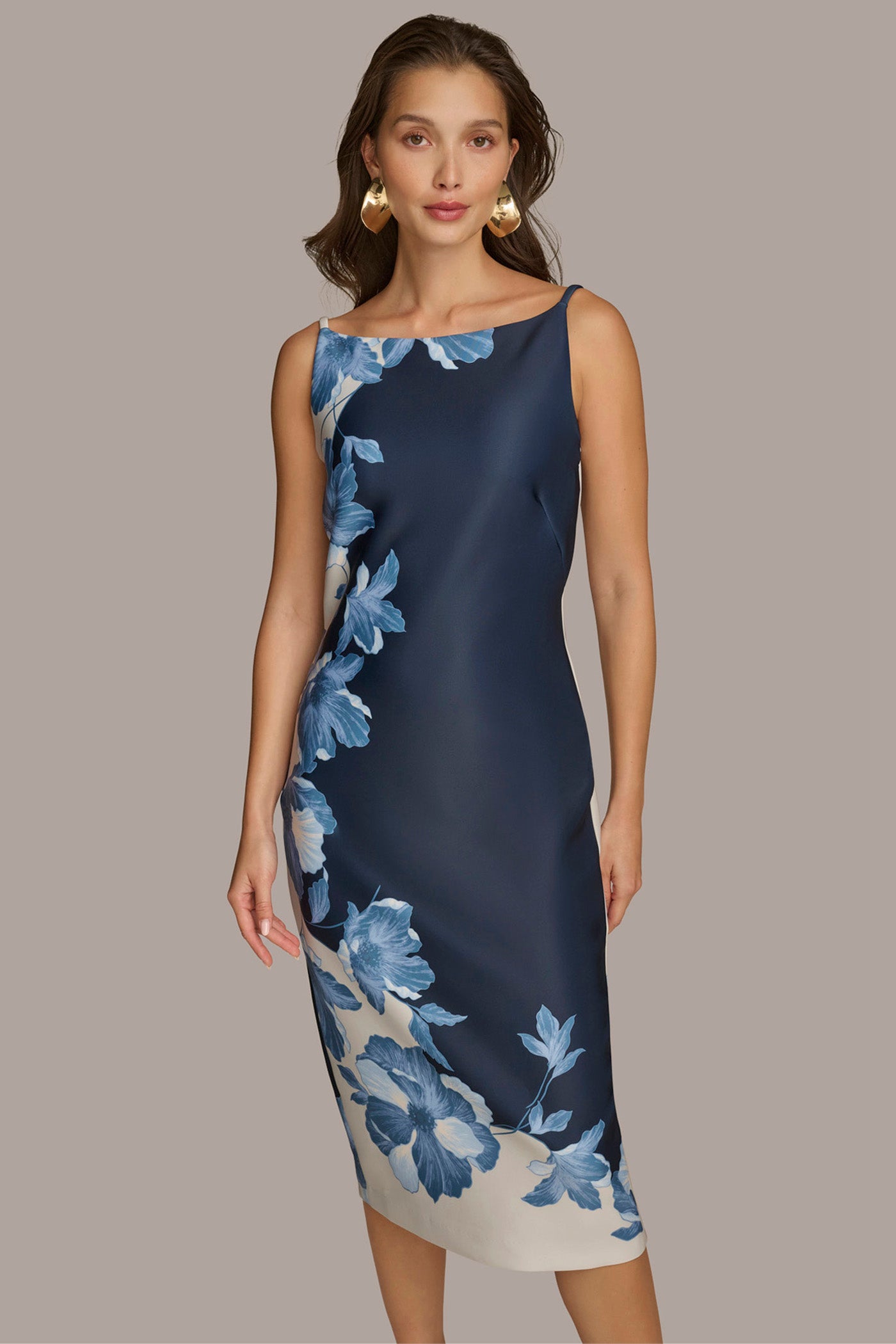 SCUBA FLORAL PLACEMENT PRINT MIDI DRESS VIEW 7 SCUBA FLORAL PLACEMENT PRINT MIDI DRESS VIEW 7
