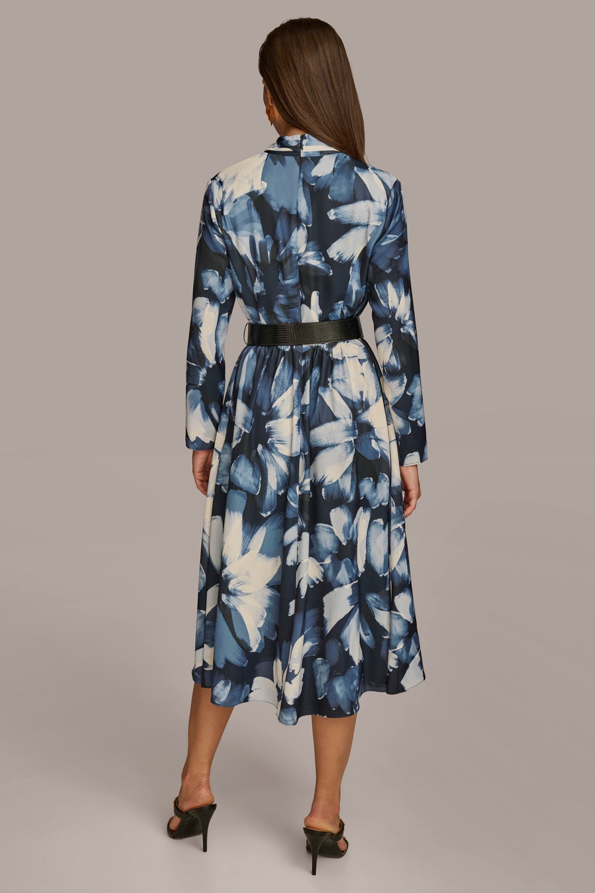Floral Belted A Line Midi Dress | Shirt Dress | Donna Karan Floral Belted A Line Midi Dress | Shirt Dress | Donna Karan