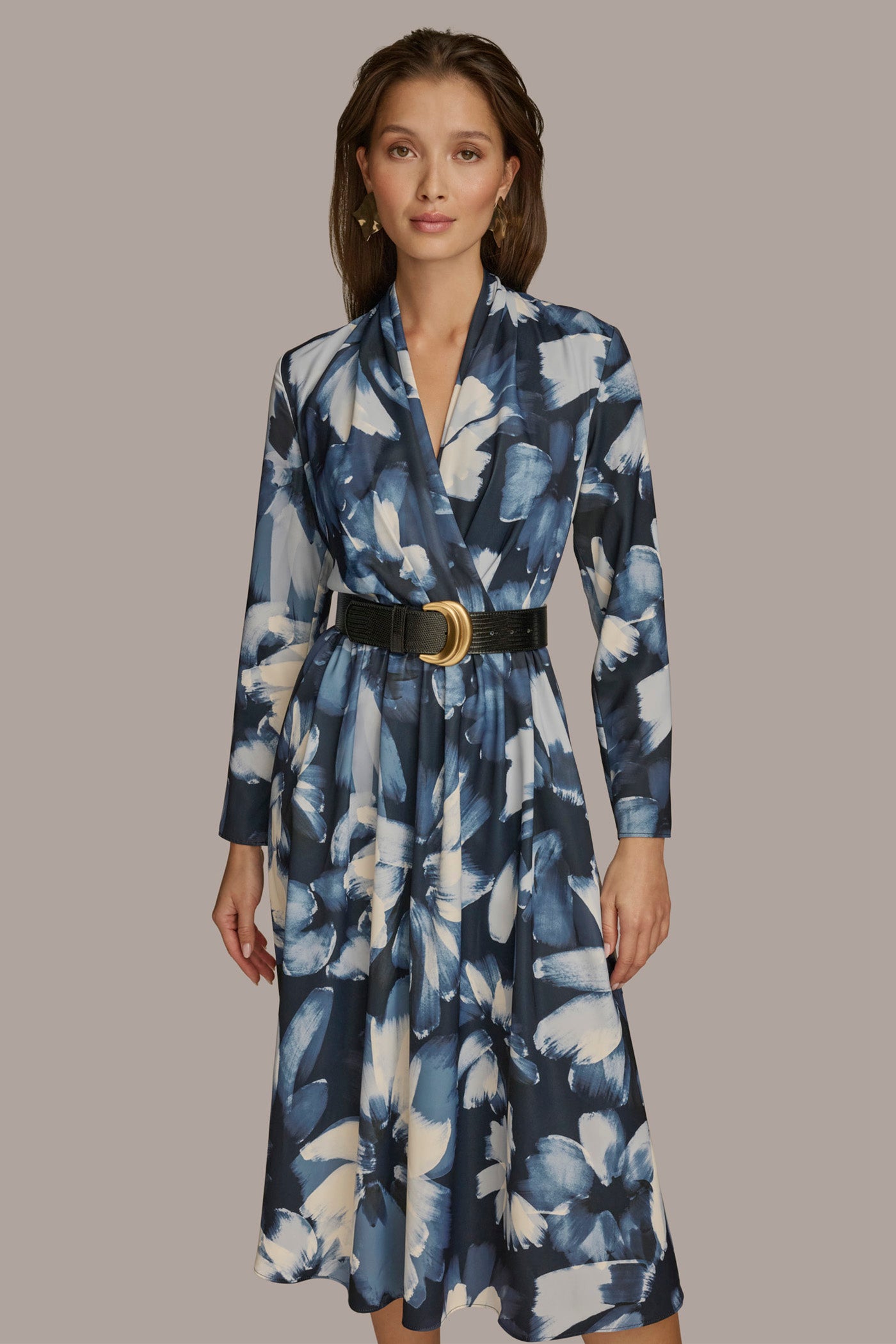 FLORAL BELTED A LINE MIDI DRESS VIEW 4 FLORAL BELTED A LINE MIDI DRESS VIEW 4