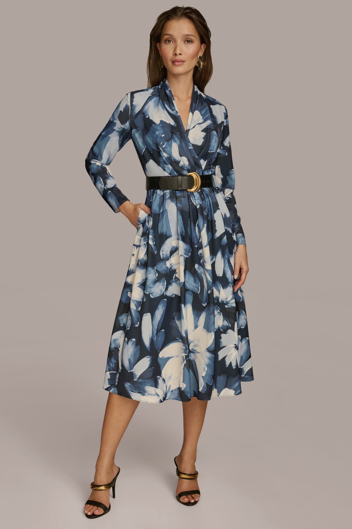 Floral Belted A Line Midi Dress | Shirt Dress