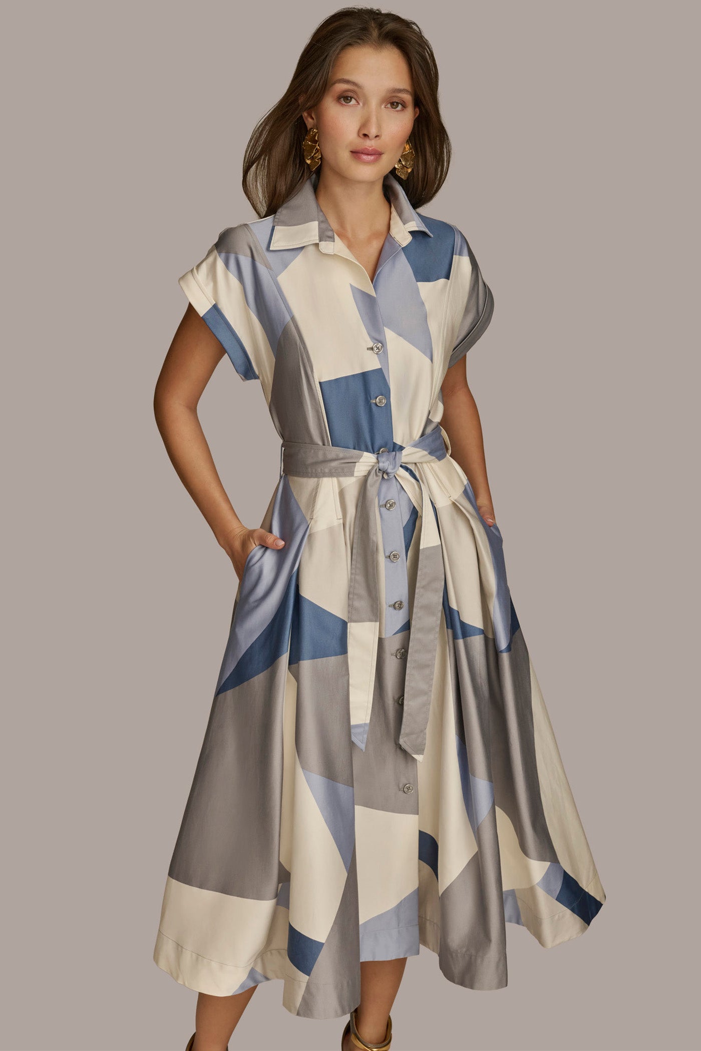 COLORBLOCK A LINE SHIRT DRESS VIEW 6 COLORBLOCK A LINE SHIRT DRESS VIEW 6