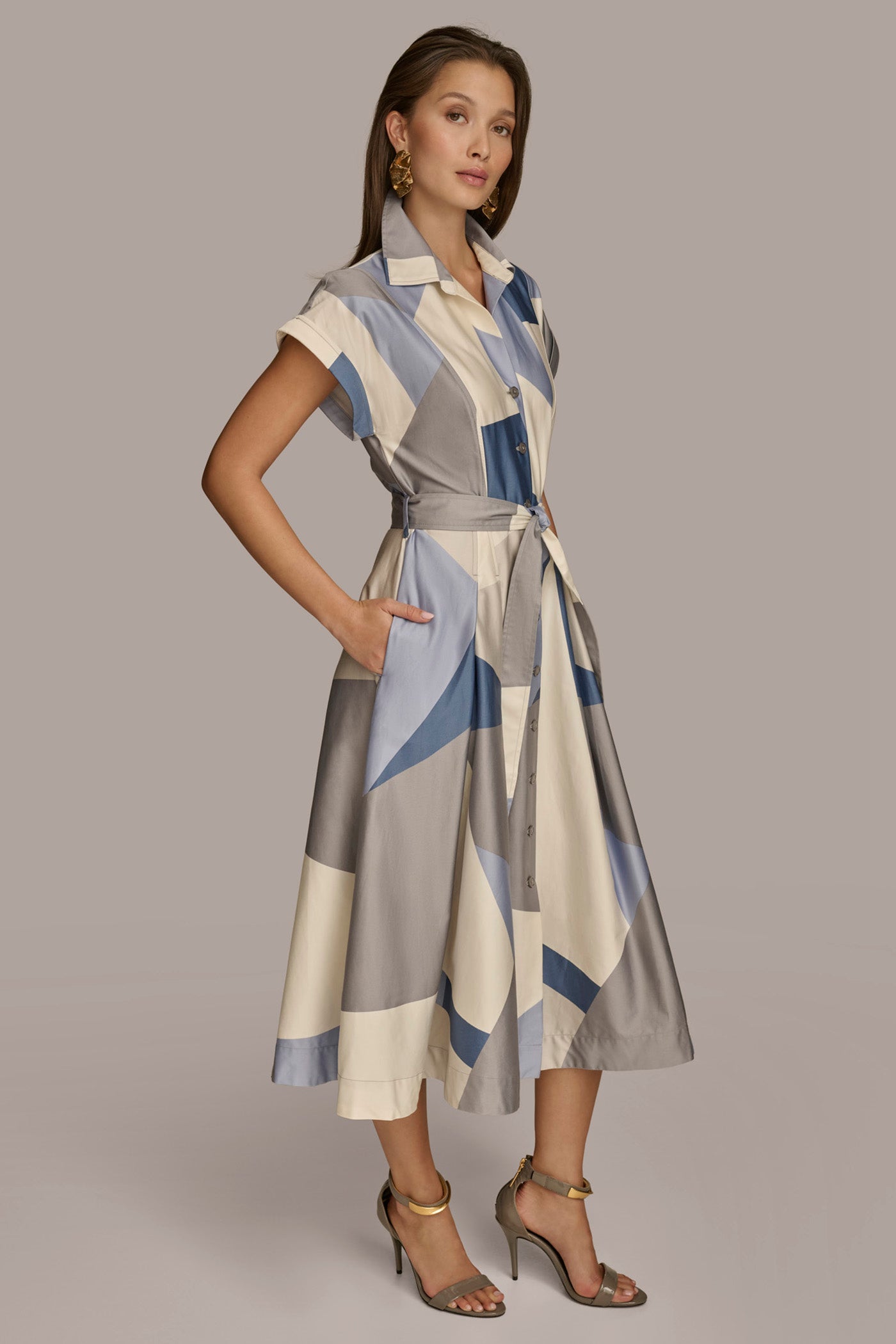 COLORBLOCK A LINE SHIRT DRESS VIEW 4 COLORBLOCK A LINE SHIRT DRESS VIEW 4