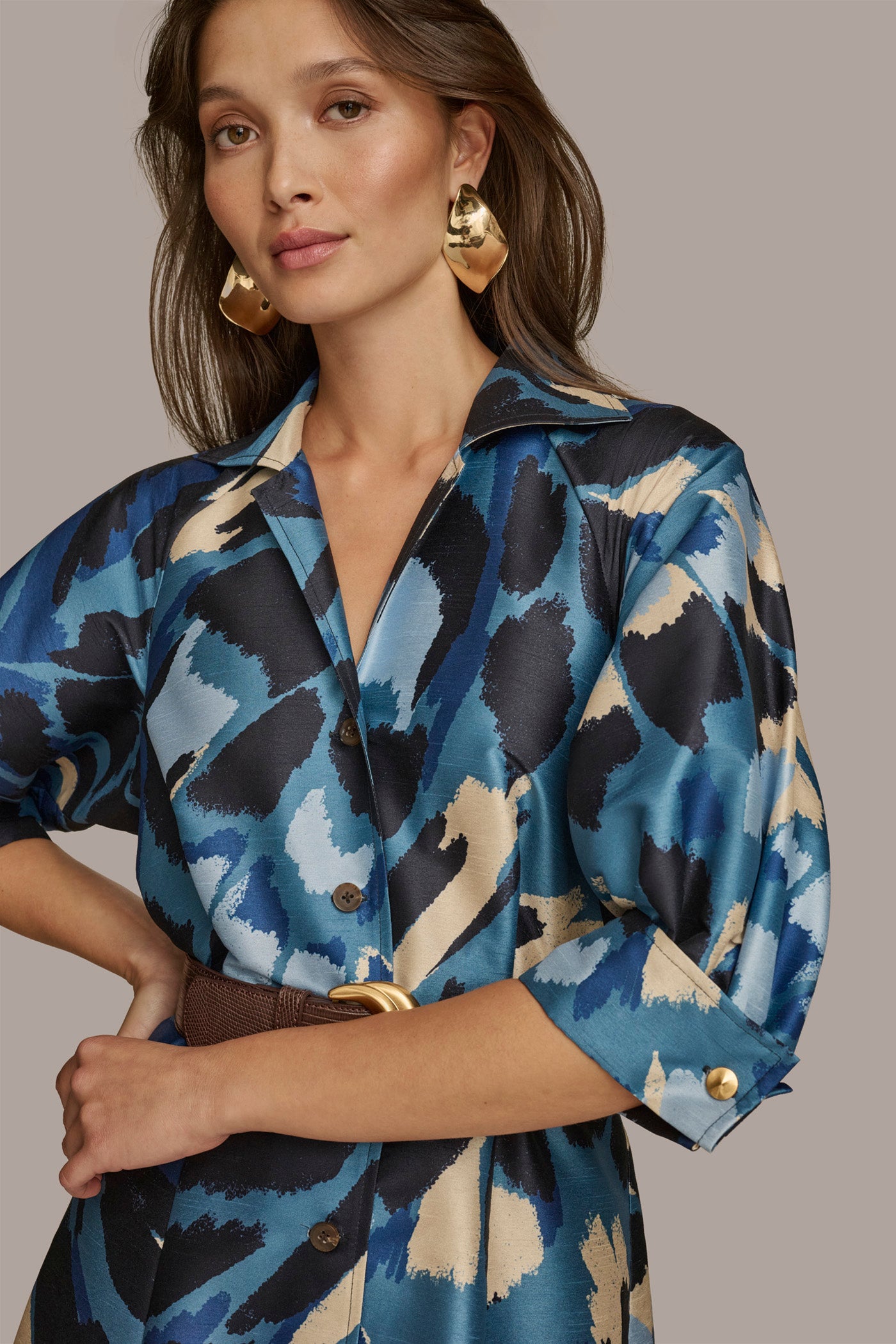 FLORAL PRINT A LINE MIDI SHIRT DRESS VIEW 7 | Last Chance FLORAL PRINT A LINE MIDI SHIRT DRESS VIEW 7 | Last Chance