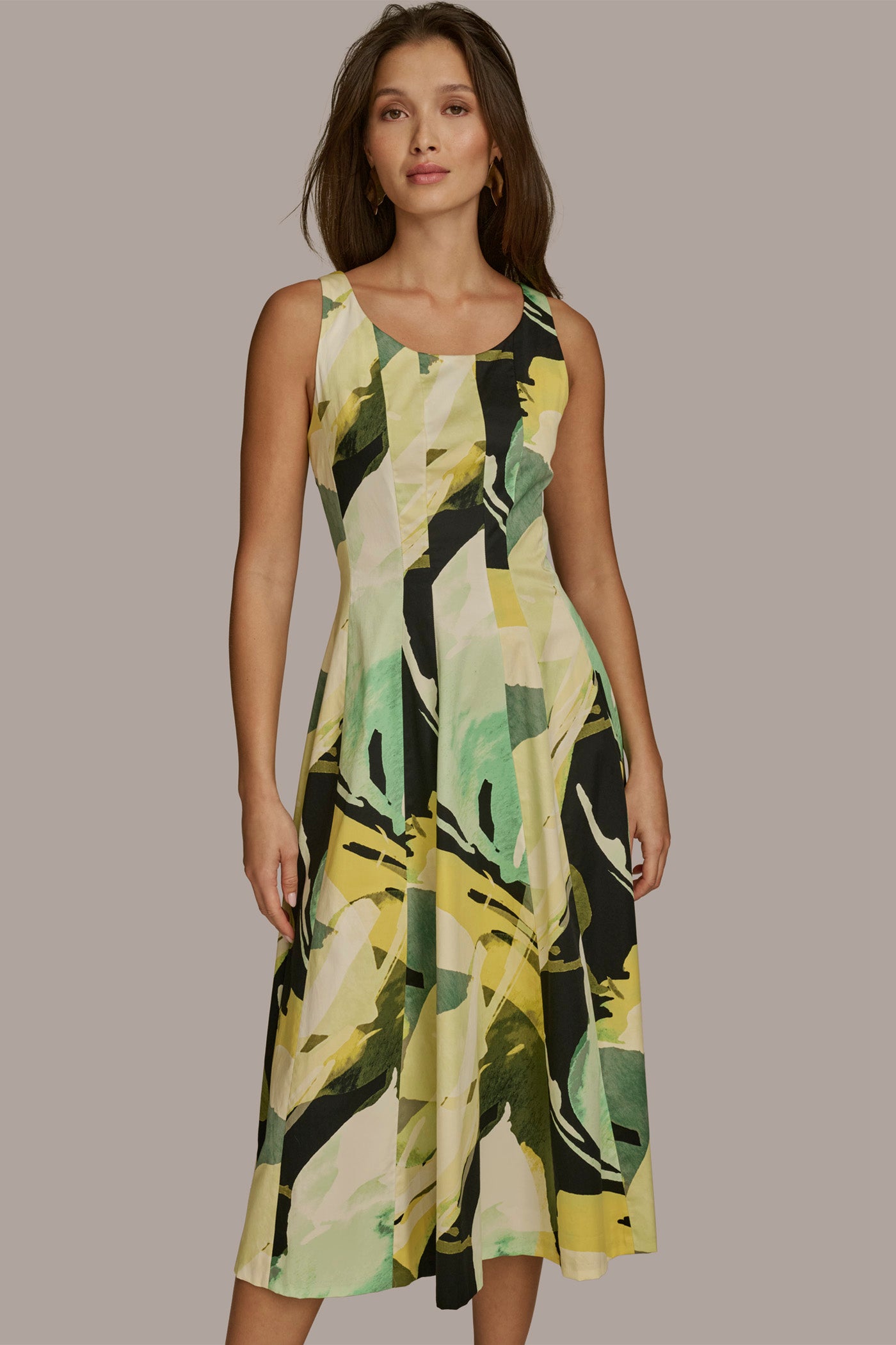 ABSTRACT MIDI FIT AND FLARE DRESS VIEW 4 | Last Chance ABSTRACT MIDI FIT AND FLARE DRESS VIEW 4 | Last Chance