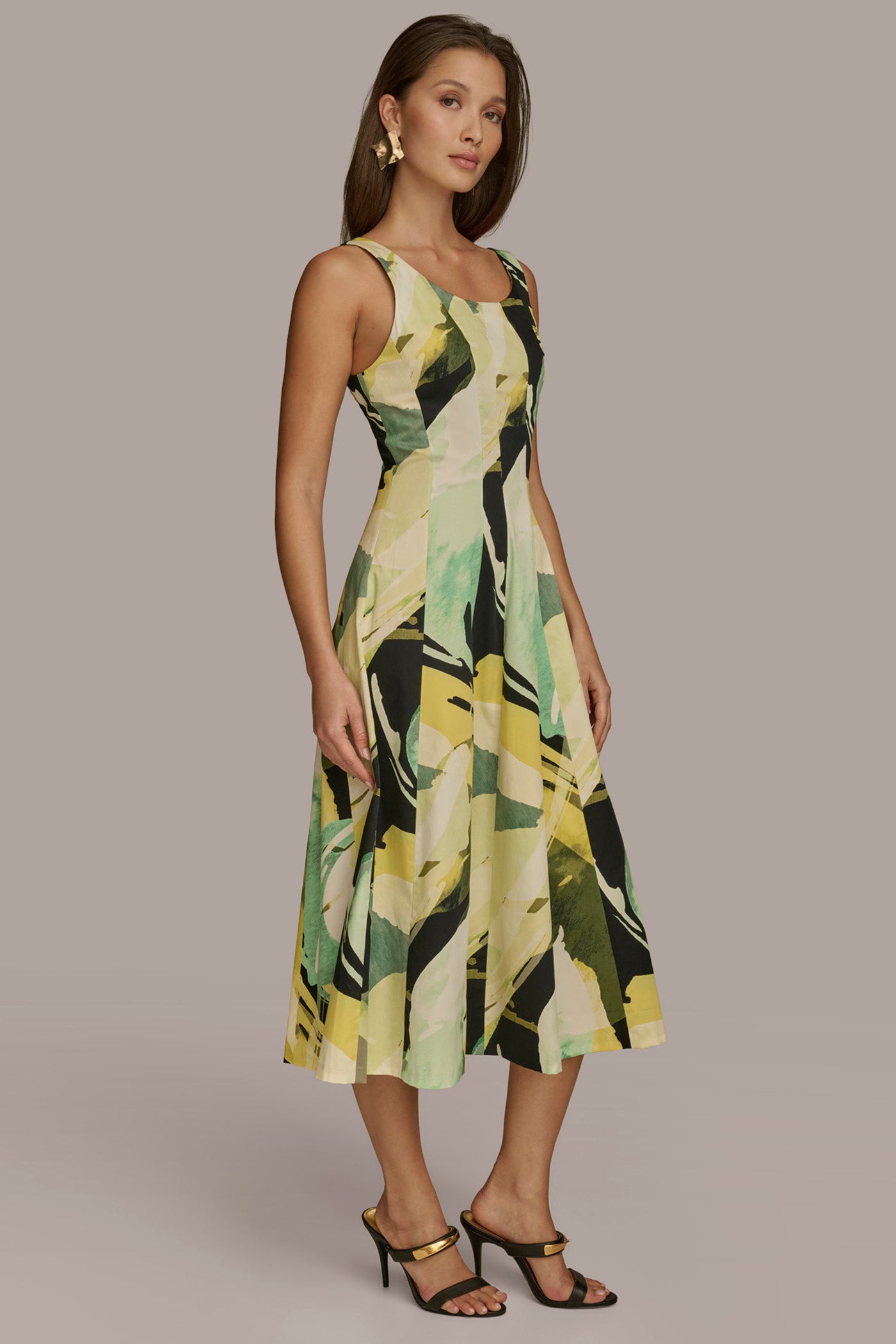 ABSTRACT MIDI FIT AND FLARE DRESS VIEW 3 | Last Chance ABSTRACT MIDI FIT AND FLARE DRESS VIEW 3 | Last Chance