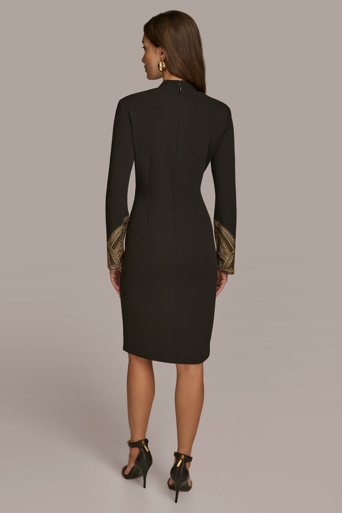 donna karan long sleeve dress Donna Karan Women's Long Sleeve Ruched Jersey Dress - Black