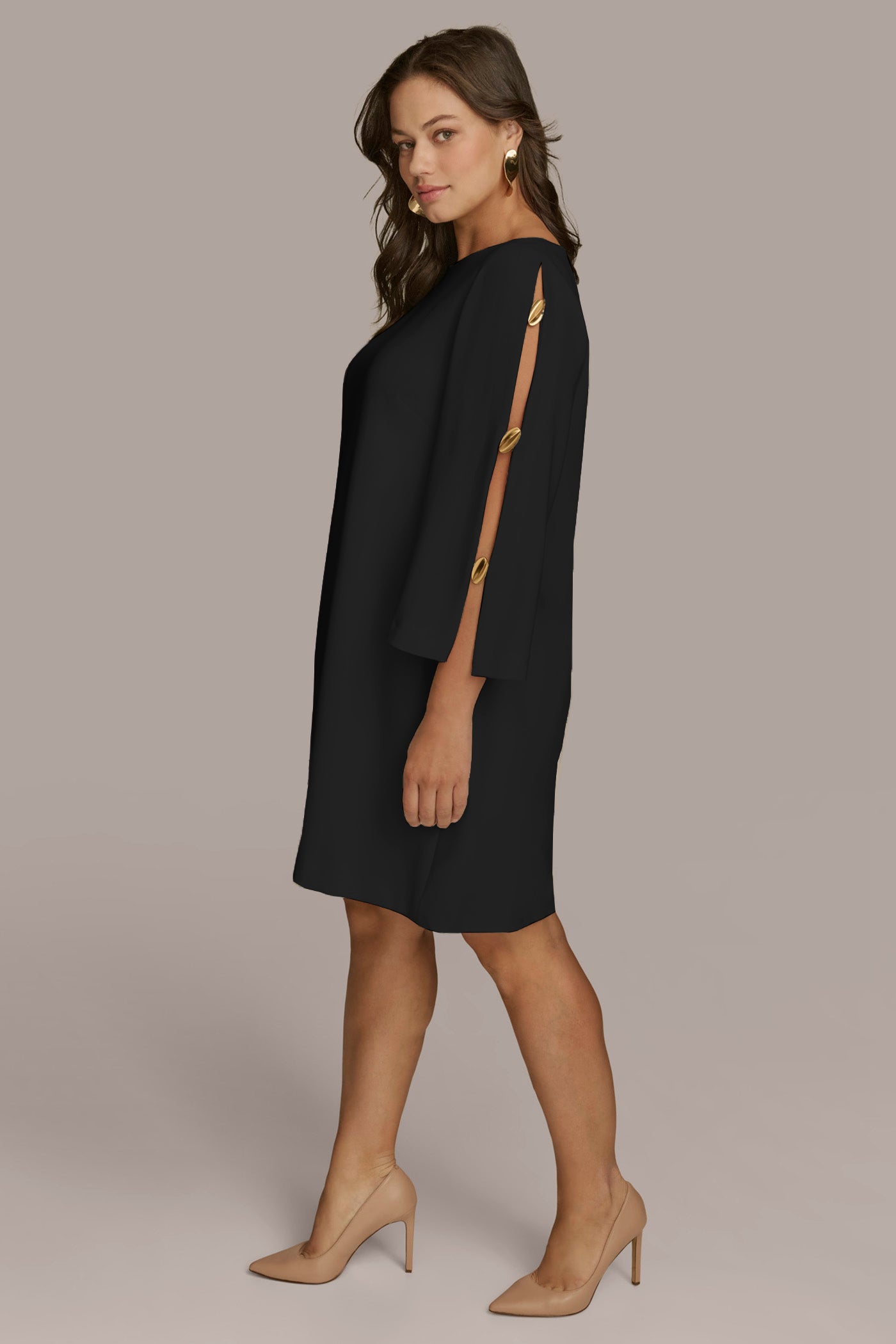 PLUS SIZE BOAT NECK SLEEVE CUT OUT DRESS VIEW 3 | Black Dresses PLUS SIZE BOAT NECK SLEEVE CUT OUT DRESS VIEW 3 | Black Dresses