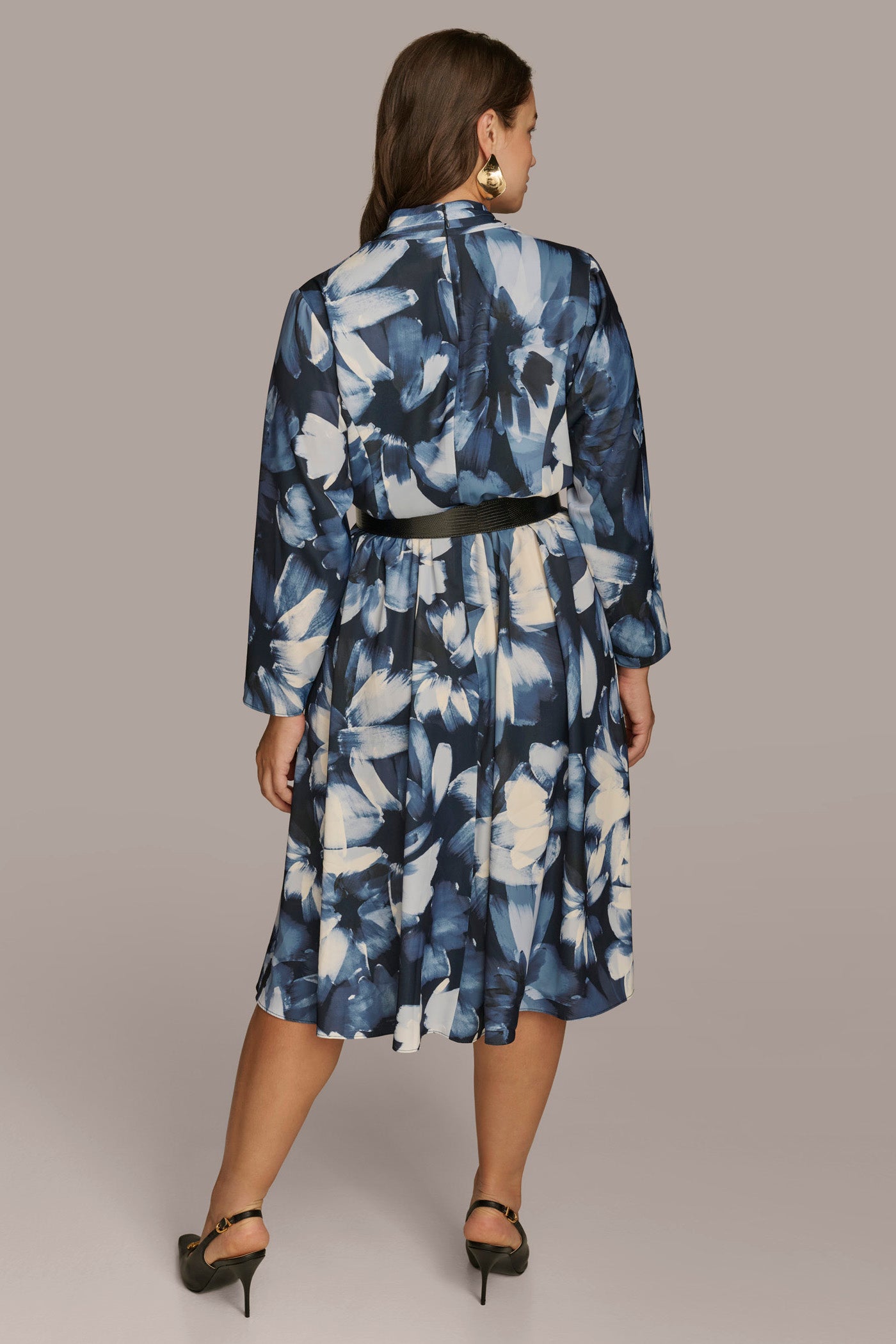 FLORAL BELTED A LINE MIDI DRESS VIEW 8 FLORAL BELTED A LINE MIDI DRESS VIEW 8