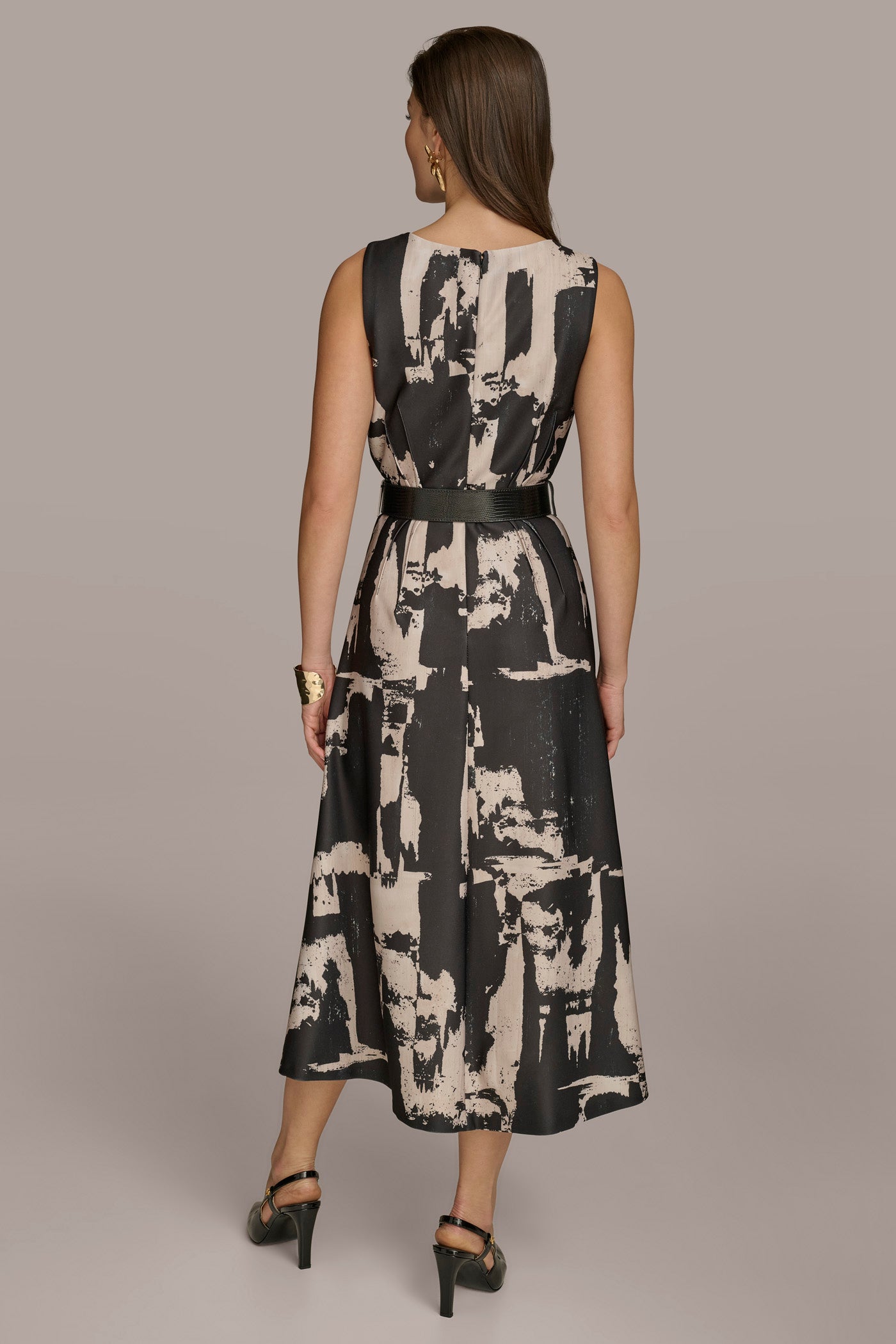 ABSTRACT PRINTED A LINE MIDI DRESS VIEW 2 ABSTRACT PRINTED A LINE MIDI DRESS VIEW 2
