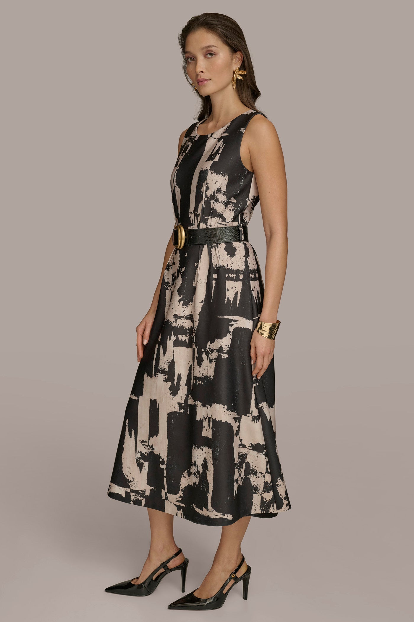 ABSTRACT PRINTED A LINE MIDI DRESS VIEW 3 ABSTRACT PRINTED A LINE MIDI DRESS VIEW 3