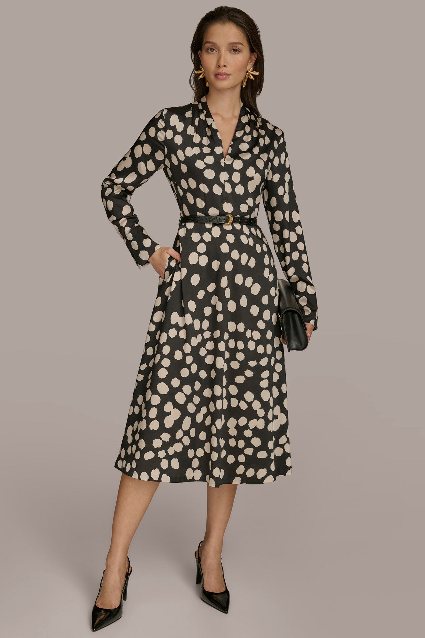 POLKA DOT A LINE MIDI DRESS VIEW 4 POLKA DOT A LINE MIDI DRESS VIEW 4