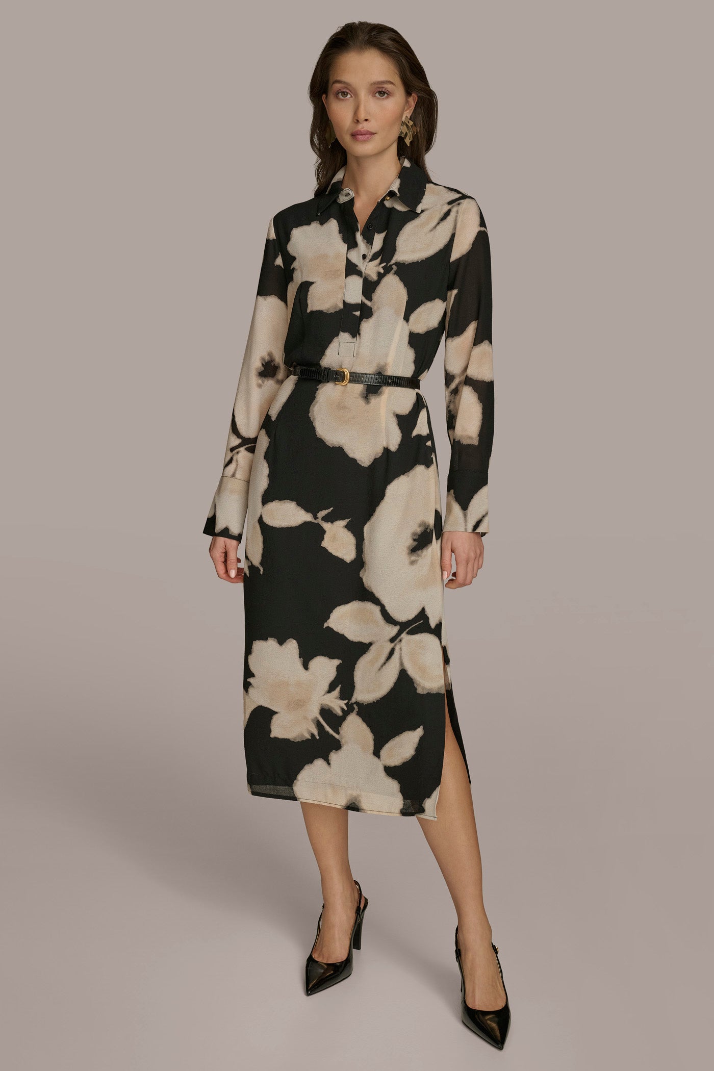 FLORAL A-LINE MIDI DRESS VIEW 1 FLORAL A-LINE MIDI DRESS VIEW 1