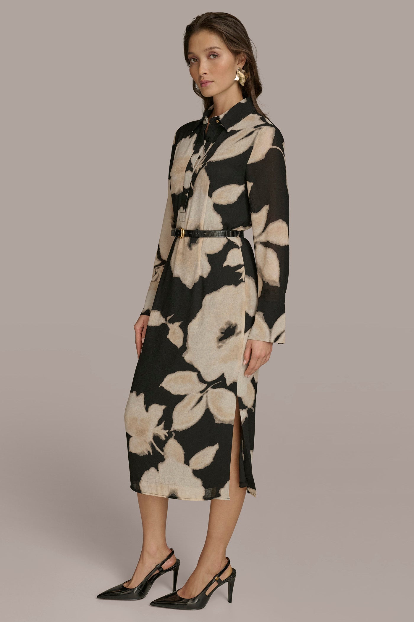 FLORAL A-LINE MIDI DRESS VIEW 3 FLORAL A-LINE MIDI DRESS VIEW 3