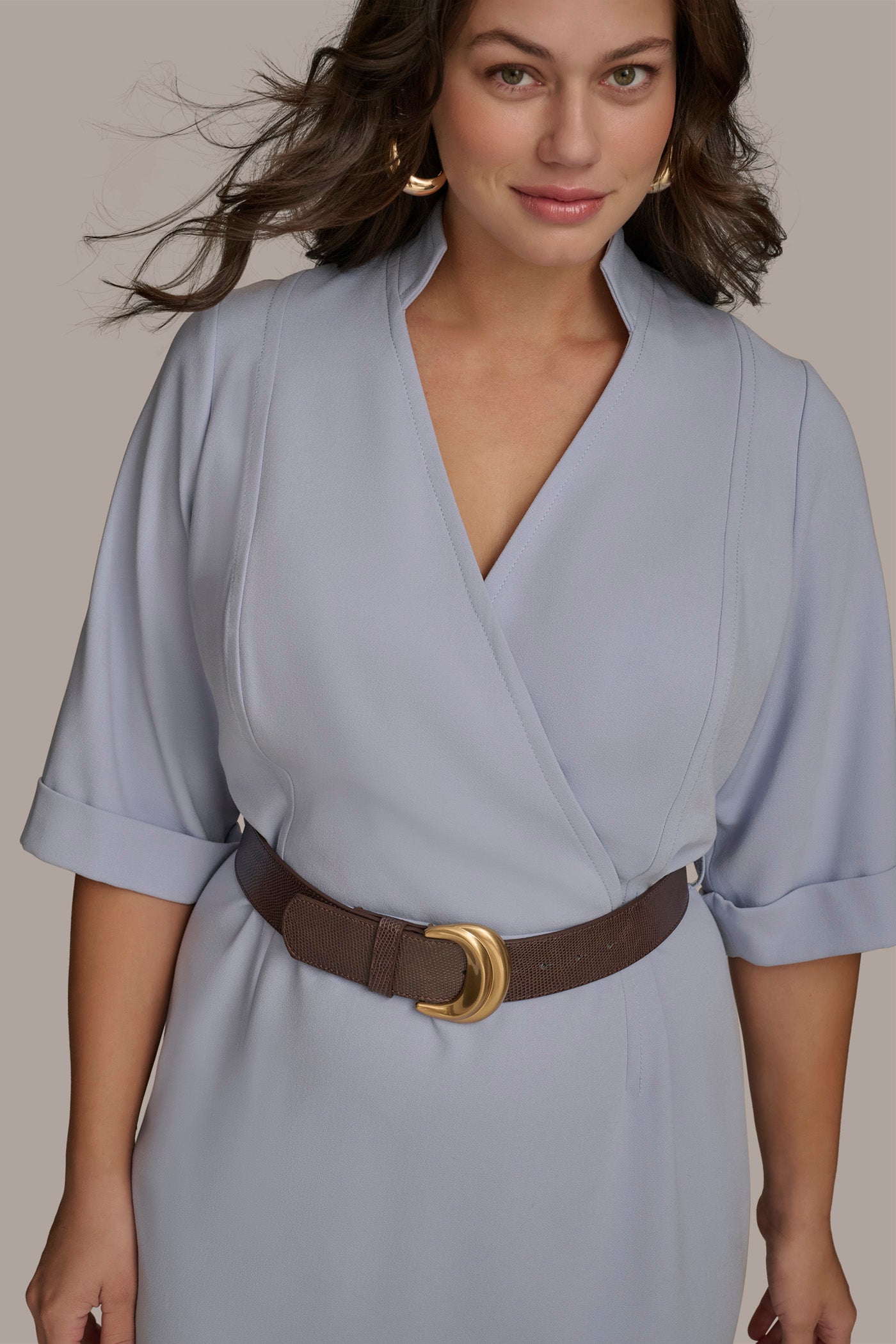 PLUS SIZE VNECK BELTED SHEATH DRESS VIEW 5 PLUS SIZE VNECK BELTED SHEATH DRESS VIEW 5