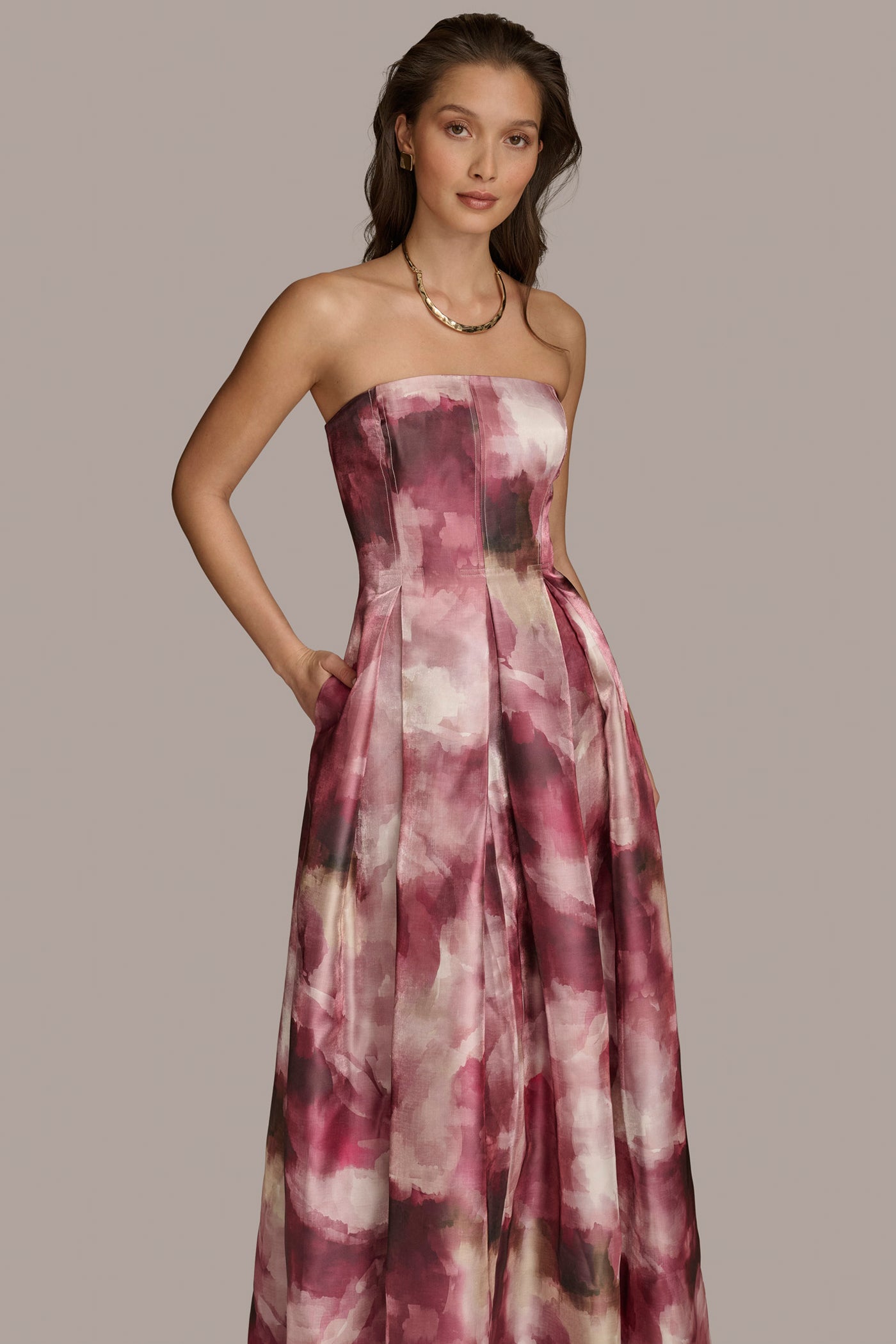 STRAPLESS PRINTED BALL GOWN VIEW 5 STRAPLESS PRINTED BALL GOWN VIEW 5