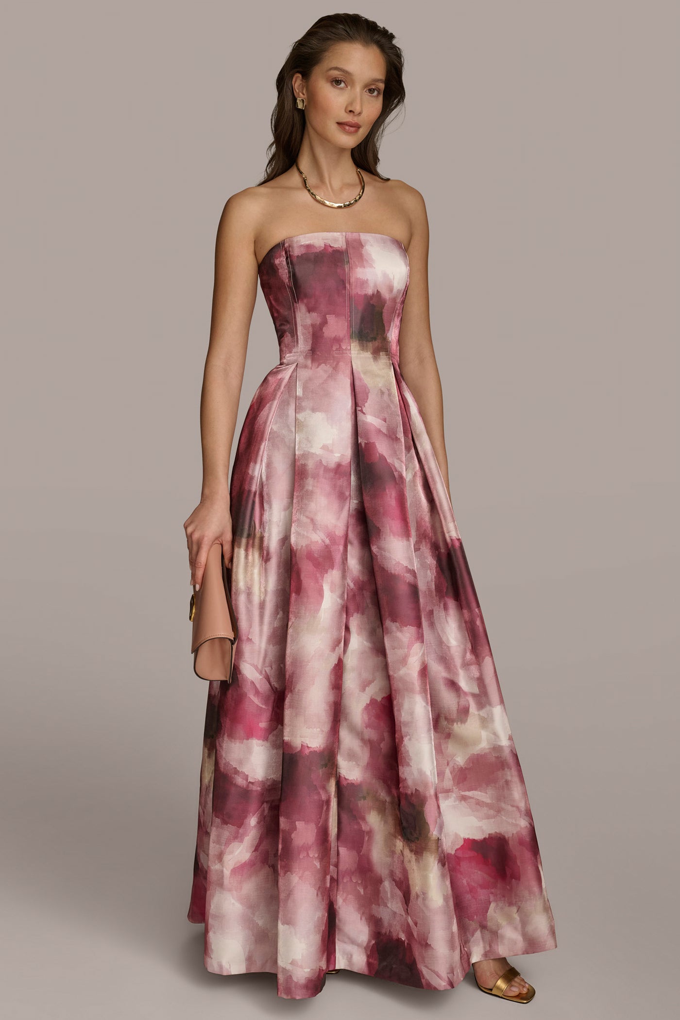 STRAPLESS PRINTED BALL GOWN VIEW 4 STRAPLESS PRINTED BALL GOWN VIEW 4