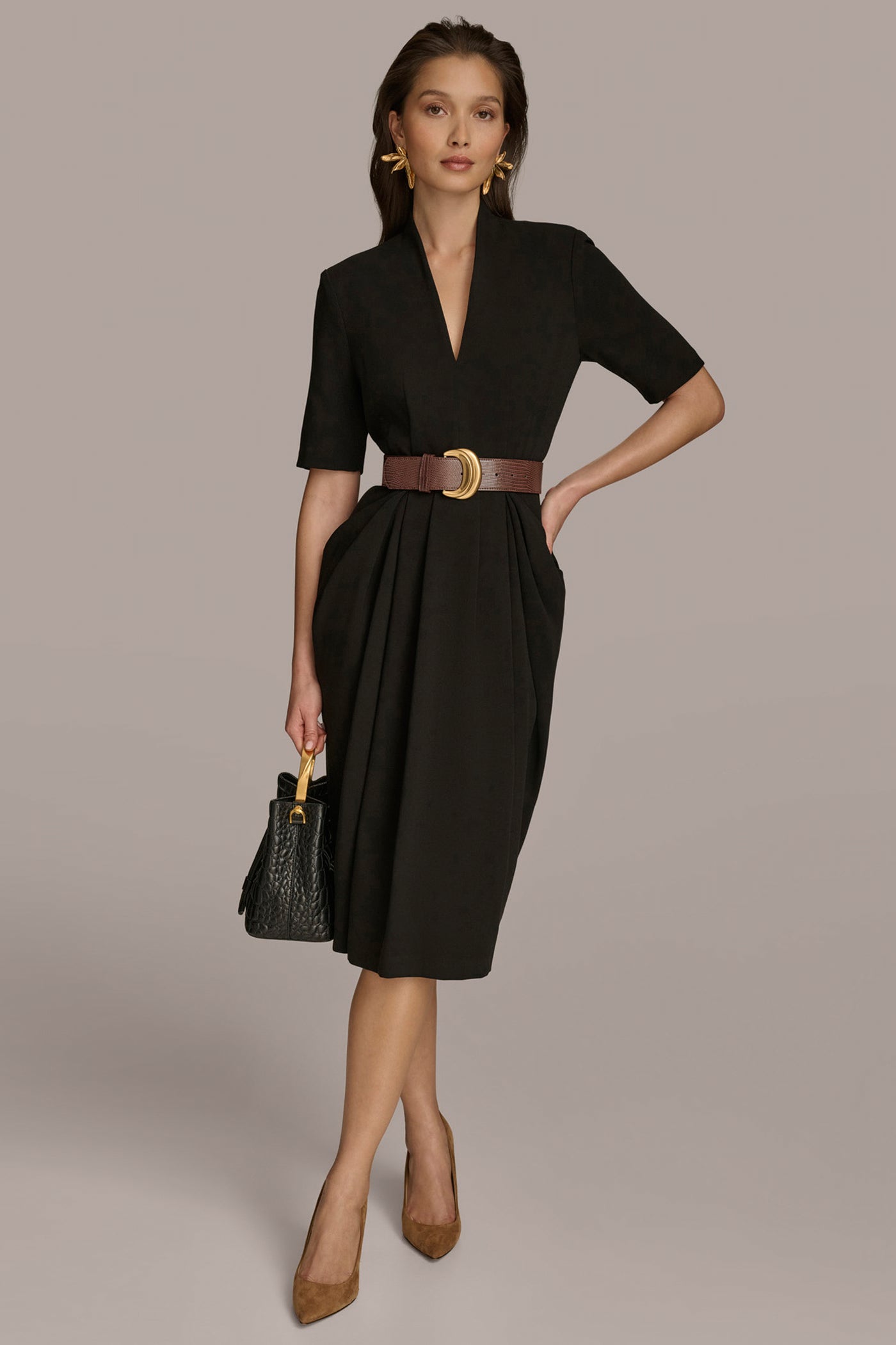 BELTED MIDI DRESS VIEW 4 | Black Dresses BELTED MIDI DRESS VIEW 4 | Black Dresses