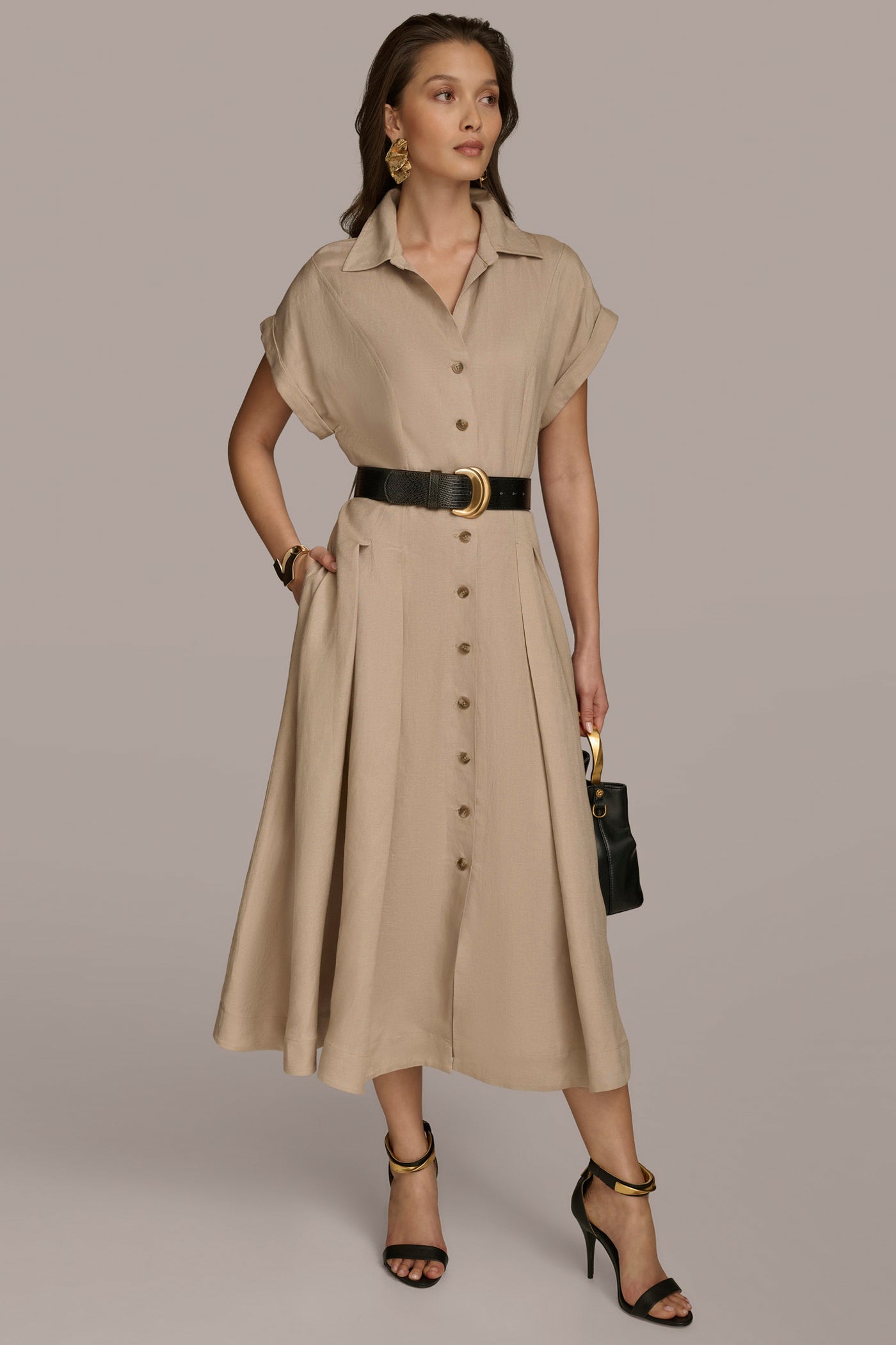 LINEN-BLEND MIDI SHIRT DRESS VIEW 6 | Last Chance LINEN-BLEND MIDI SHIRT DRESS VIEW 6 | Last Chance