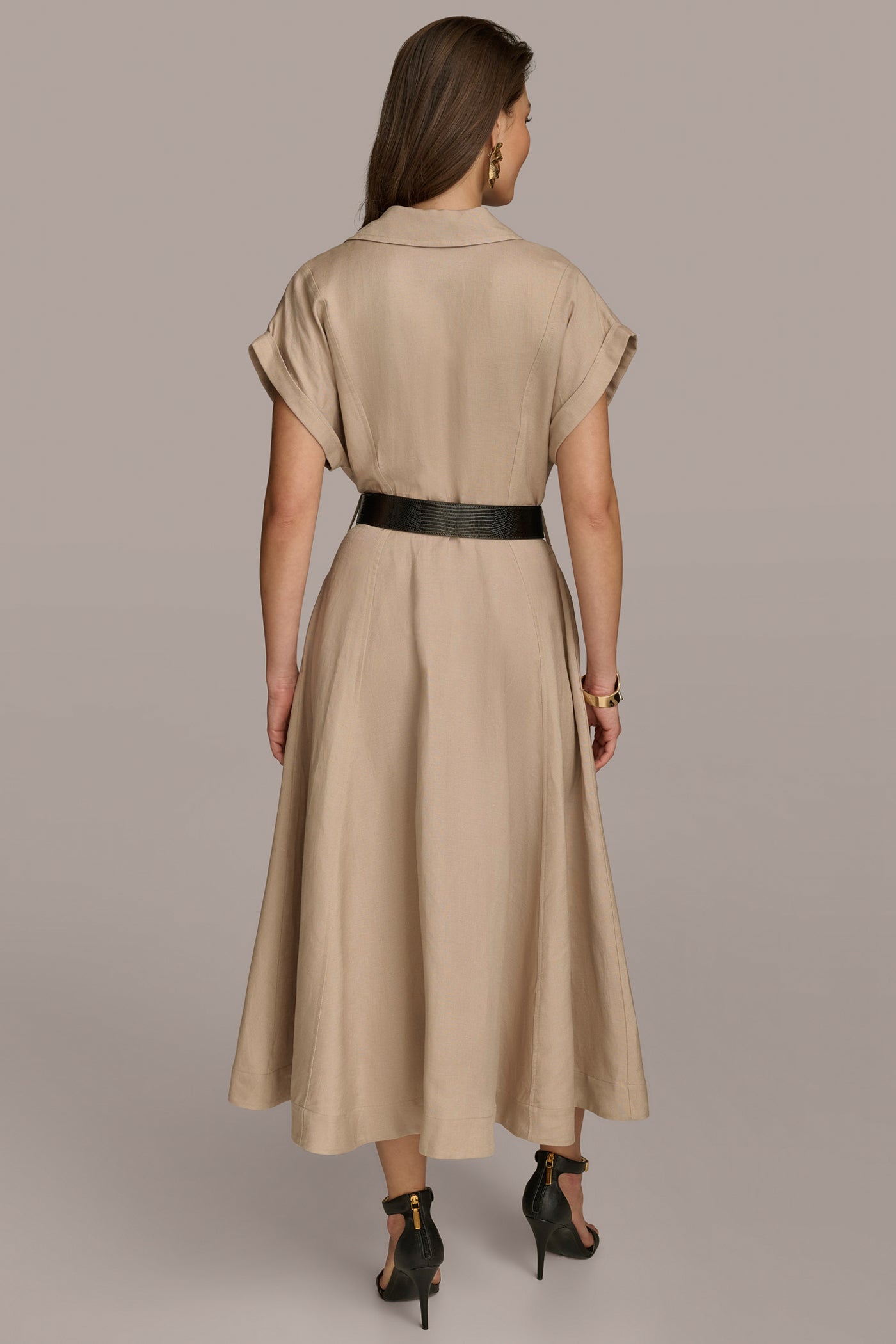 LINEN-BLEND MIDI SHIRT DRESS | View 2 | Last Chance LINEN-BLEND MIDI SHIRT DRESS | View 2 | Last Chance