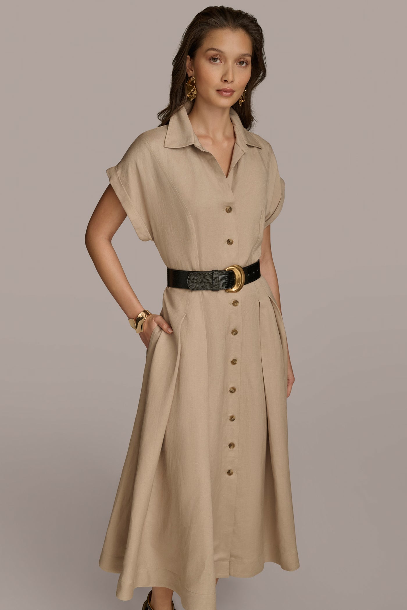 LINEN-BLEND MIDI SHIRT DRESS VIEW 7 | Last Chance LINEN-BLEND MIDI SHIRT DRESS VIEW 7 | Last Chance