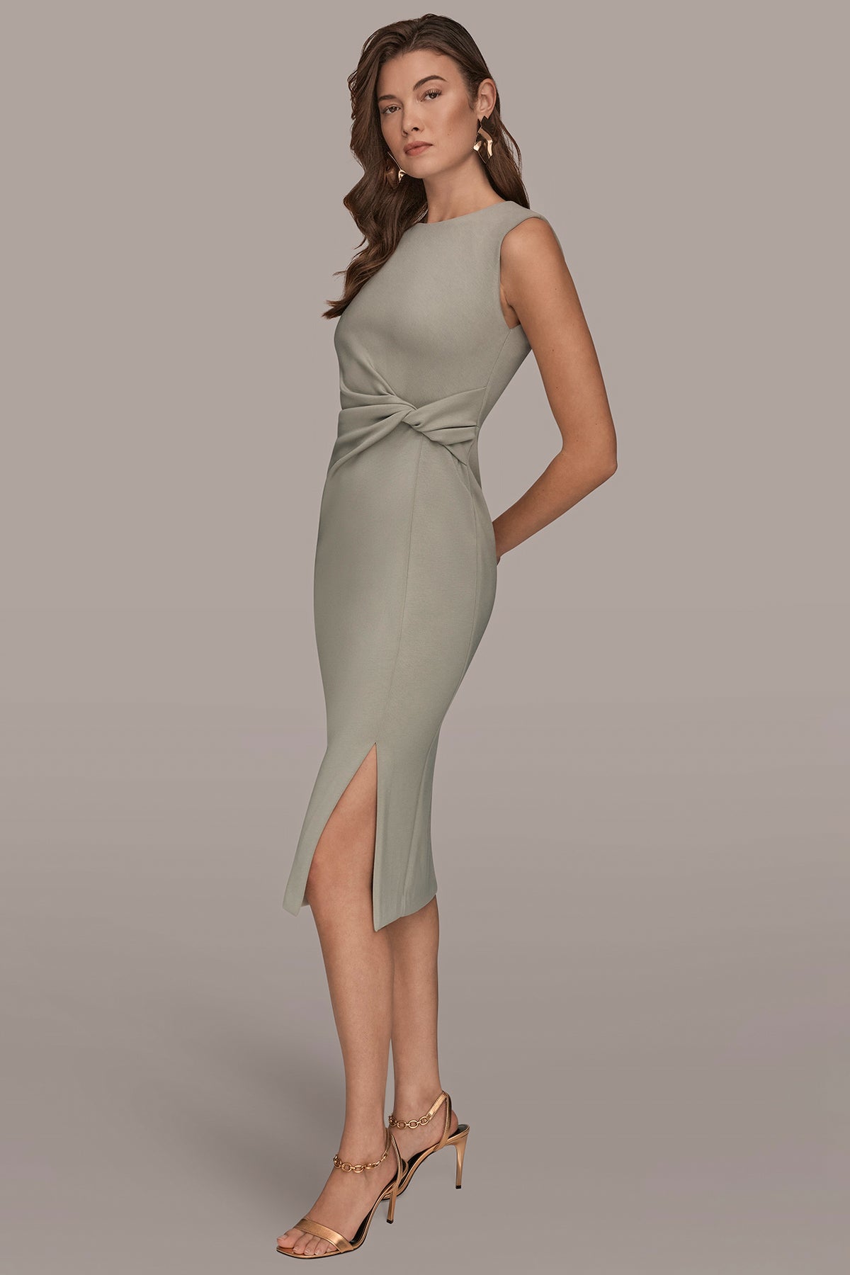 Donna Karan Women's Jewel-Neck Sheath Dress - Weathered Sage - 2 Donna Karan Women's Jewel-Neck Sheath Dress - Weathered Sage - 2