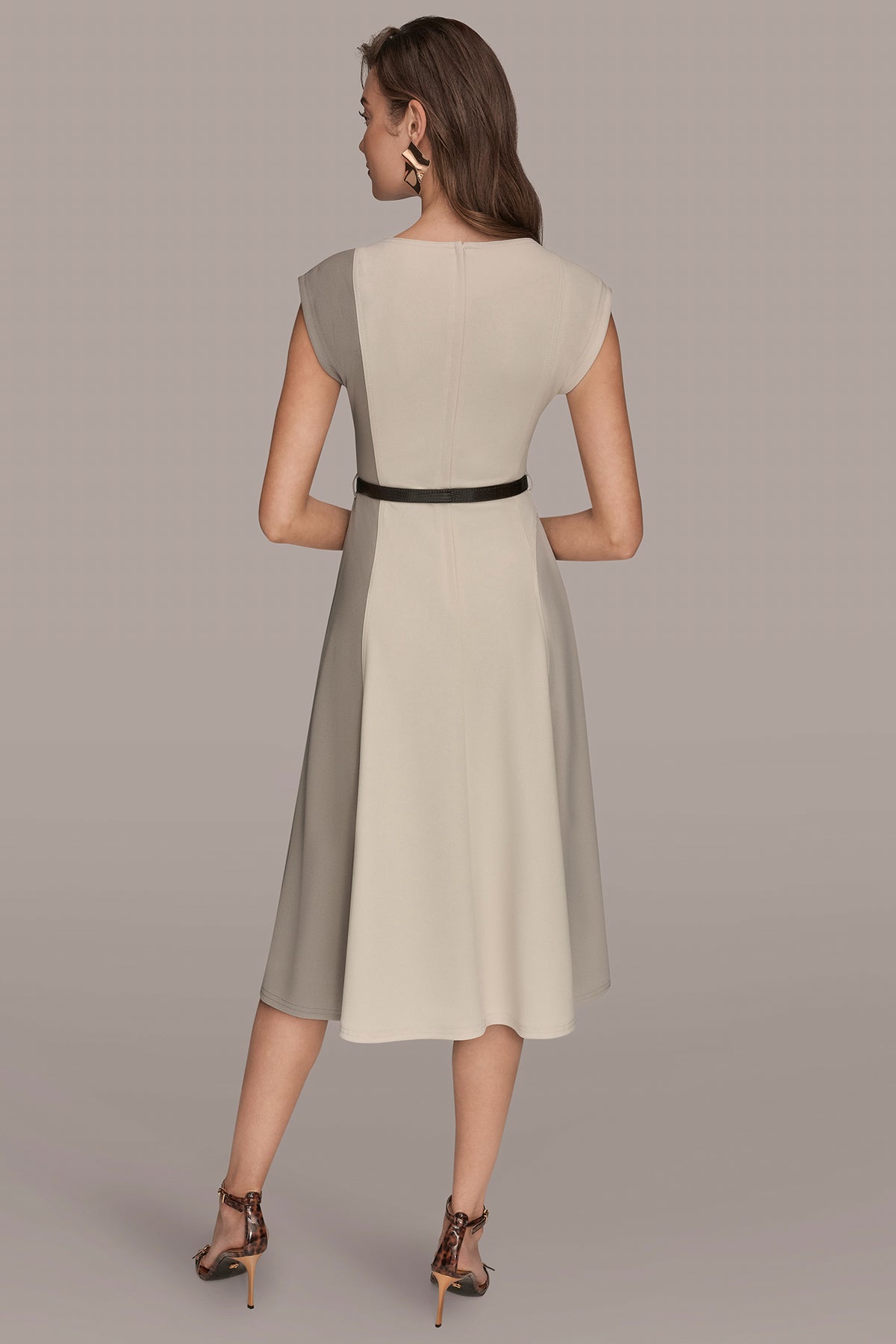 Donna Karan Women's Cap-Sleeve Colorblock Midi Dress - Vapor/Vellum/Driftwood - 6 Donna Karan Women's Cap-Sleeve Colorblock Midi Dress - Vapor/Vellum/Driftwood - 6