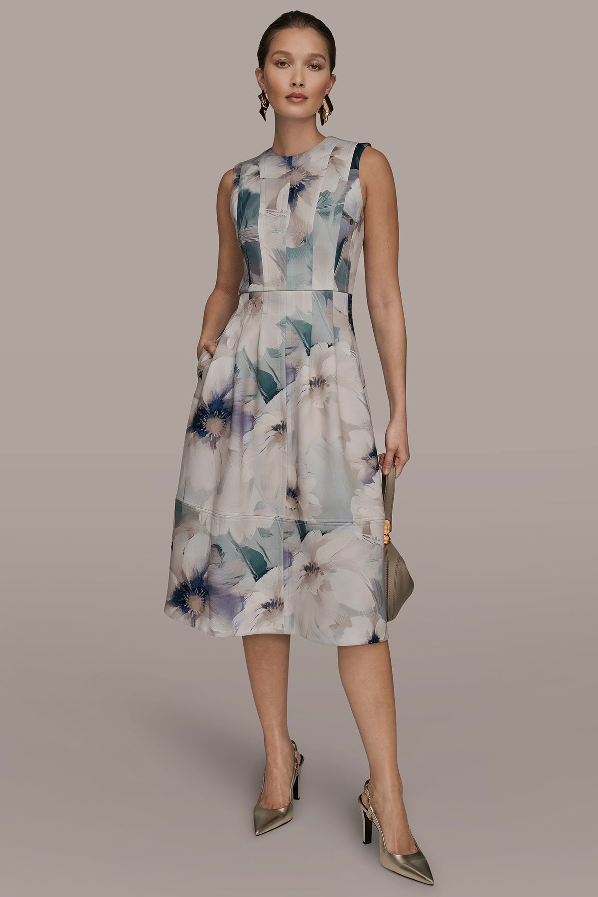 Donna Karan Plus Size Sleeveless Midi Dress - Laurel Multi - 22W