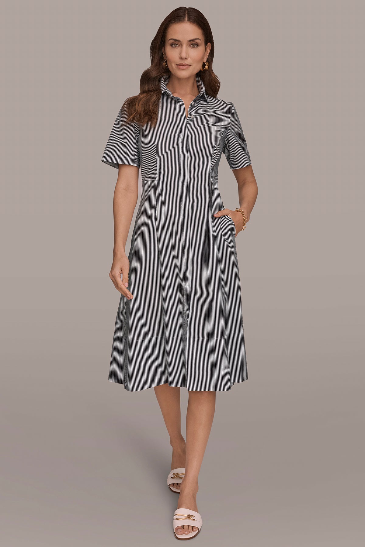 navy blue dress for baby girl Poplin A-line shirt dress black