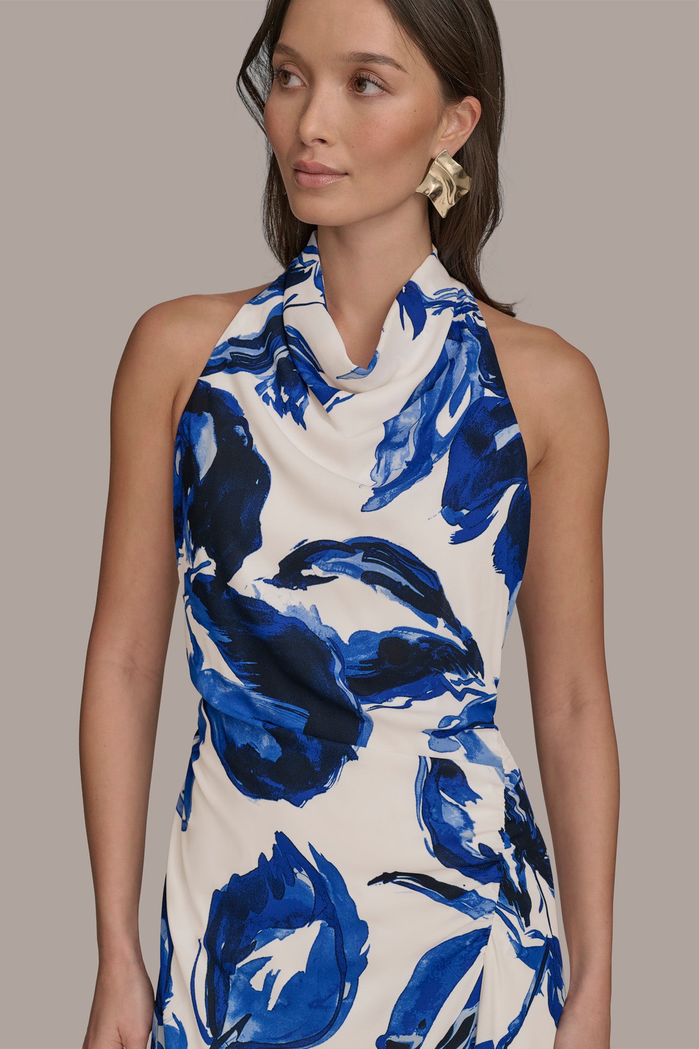 COWL NECK FLORAL A LINE MIDI DRESS VIEW 7 COWL NECK FLORAL A LINE MIDI DRESS VIEW 7
