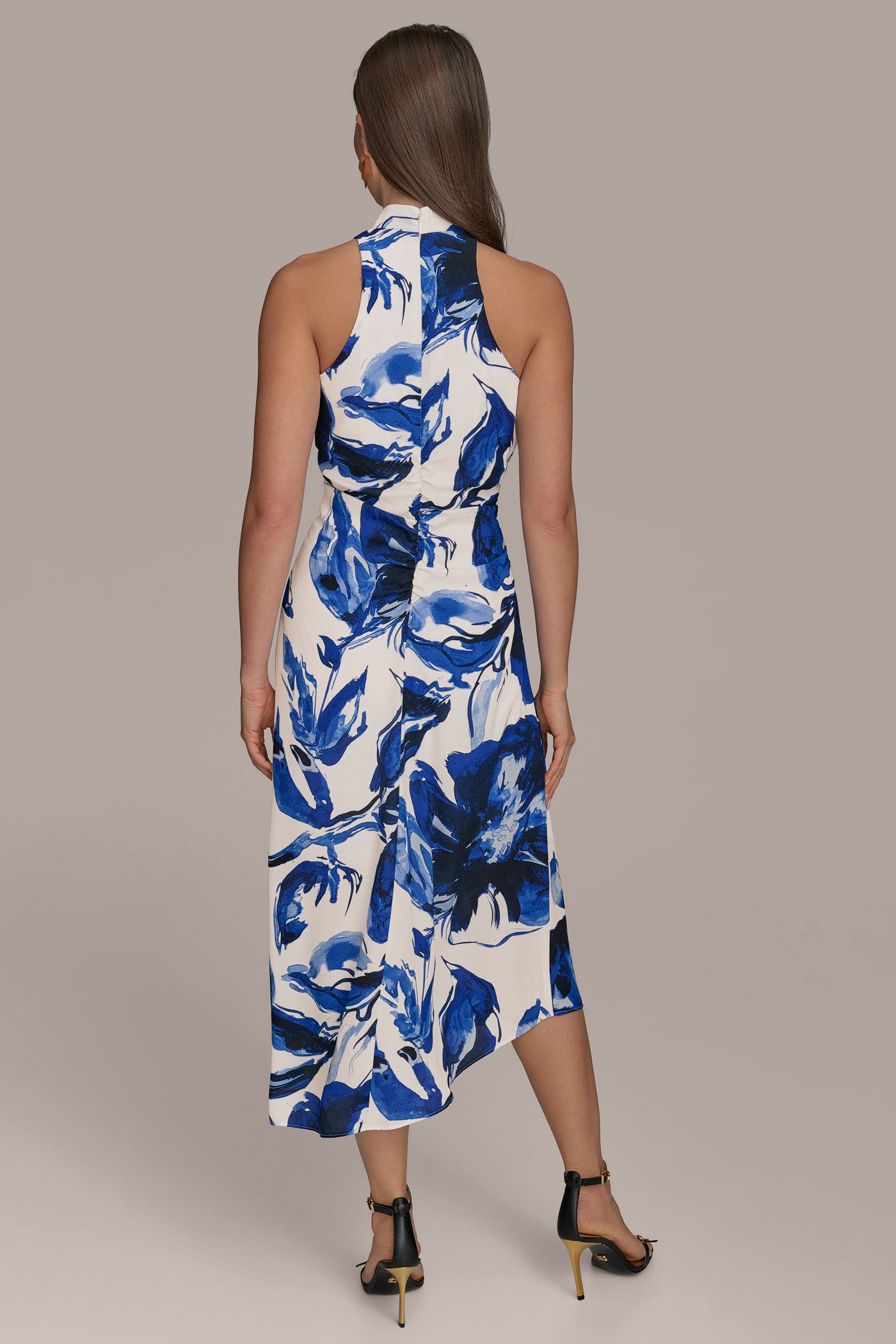COWL NECK FLORAL A LINE MIDI DRESS VIEW 2 COWL NECK FLORAL A LINE MIDI DRESS VIEW 2