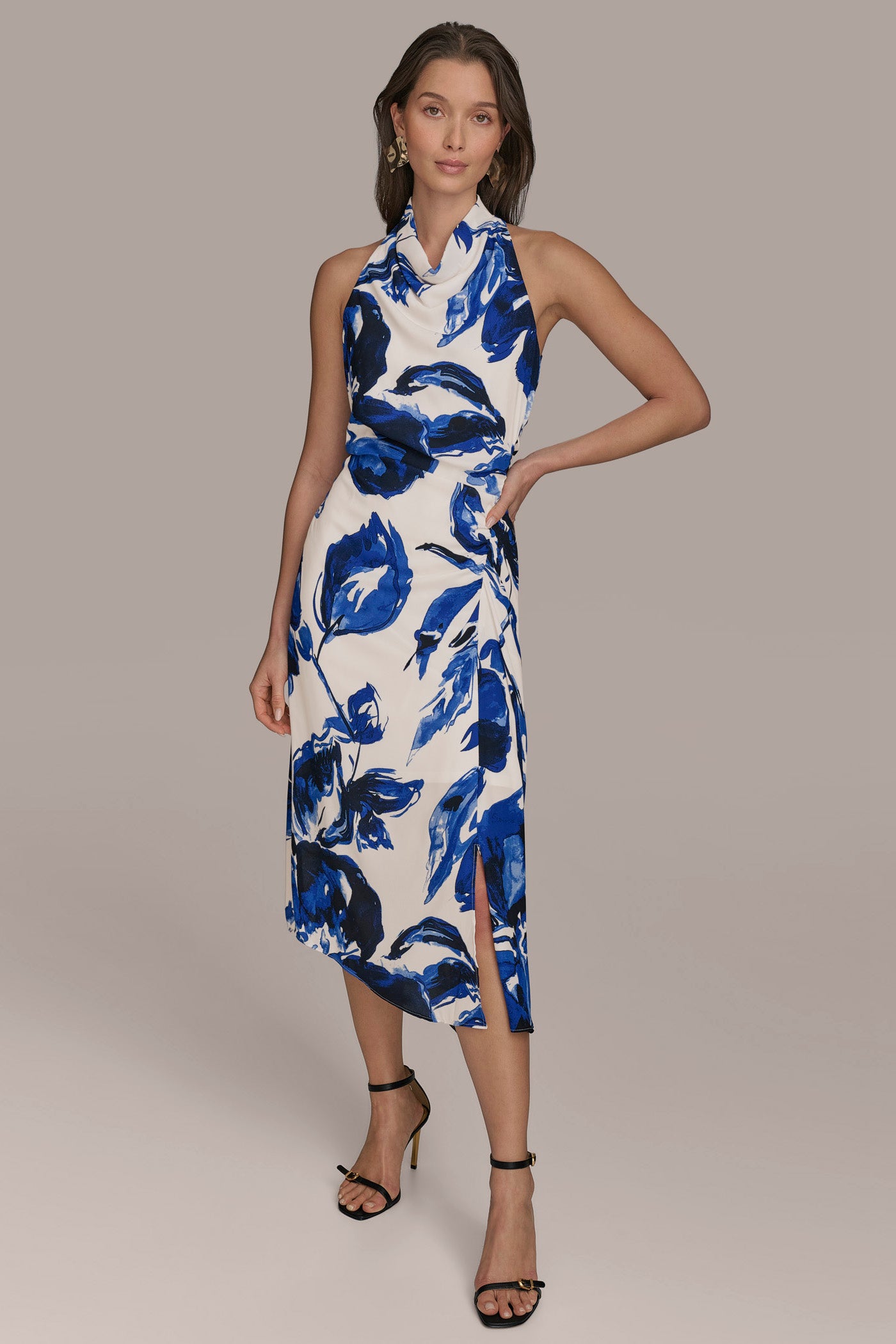COWL NECK FLORAL A LINE MIDI DRESS VIEW 5 COWL NECK FLORAL A LINE MIDI DRESS VIEW 5
