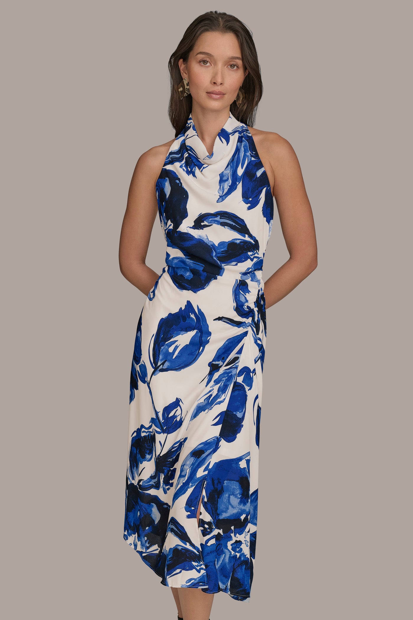 COWL NECK FLORAL A LINE MIDI DRESS VIEW 6 COWL NECK FLORAL A LINE MIDI DRESS VIEW 6