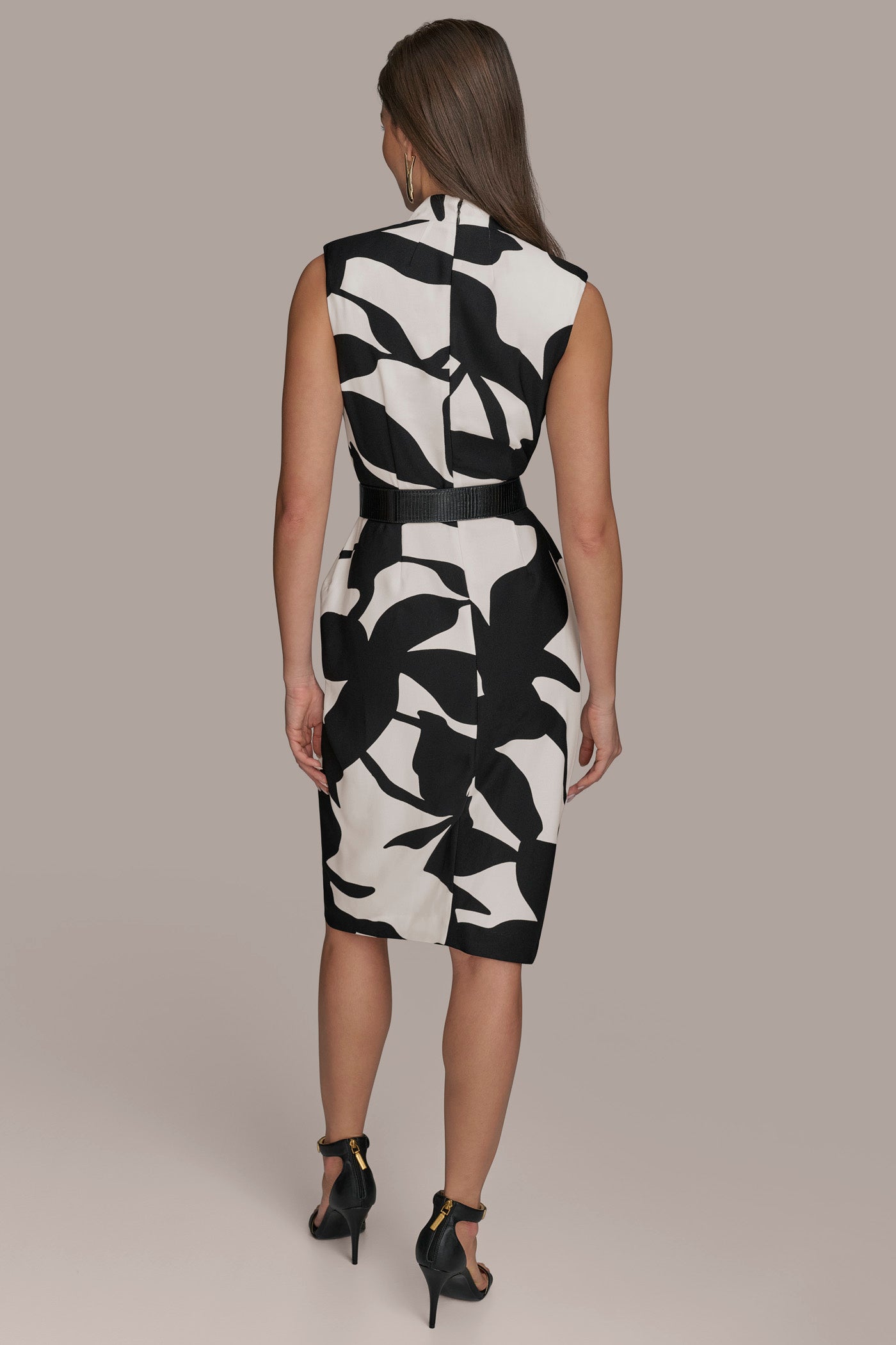 V NECK SHEATH DRESS WITH SLIT AND BELT | View 2 | Essential Dresses V NECK SHEATH DRESS WITH SLIT AND BELT | View 2 | Essential Dresses