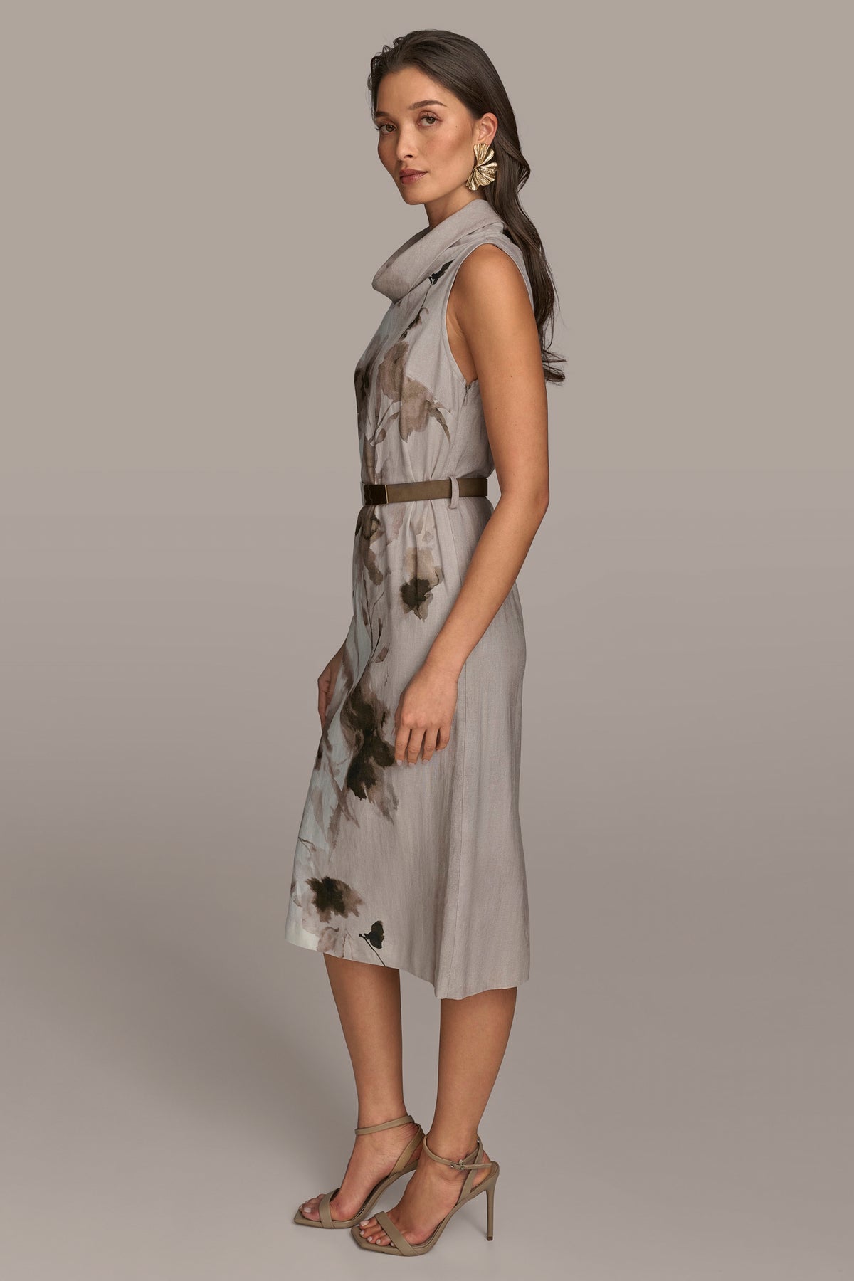 Floral Sleeveless Mock Neck Sheath Dress