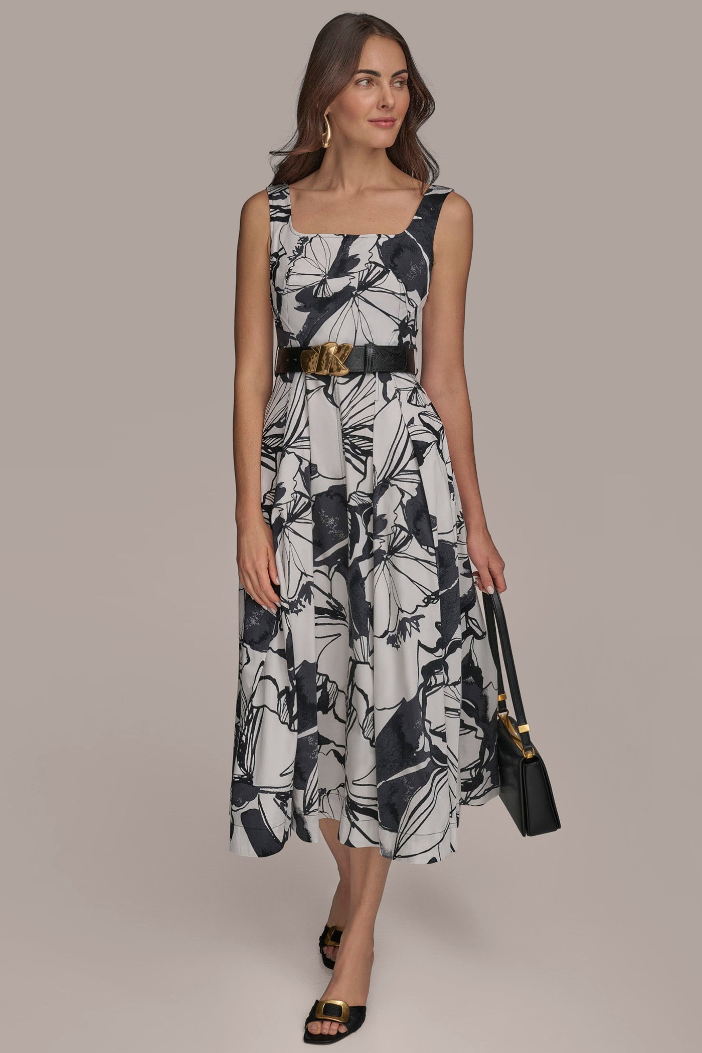 COTTON A LINE MIDI WITH BELT | View 1 | SALE COTTON A LINE MIDI WITH BELT | View 1 | SALE