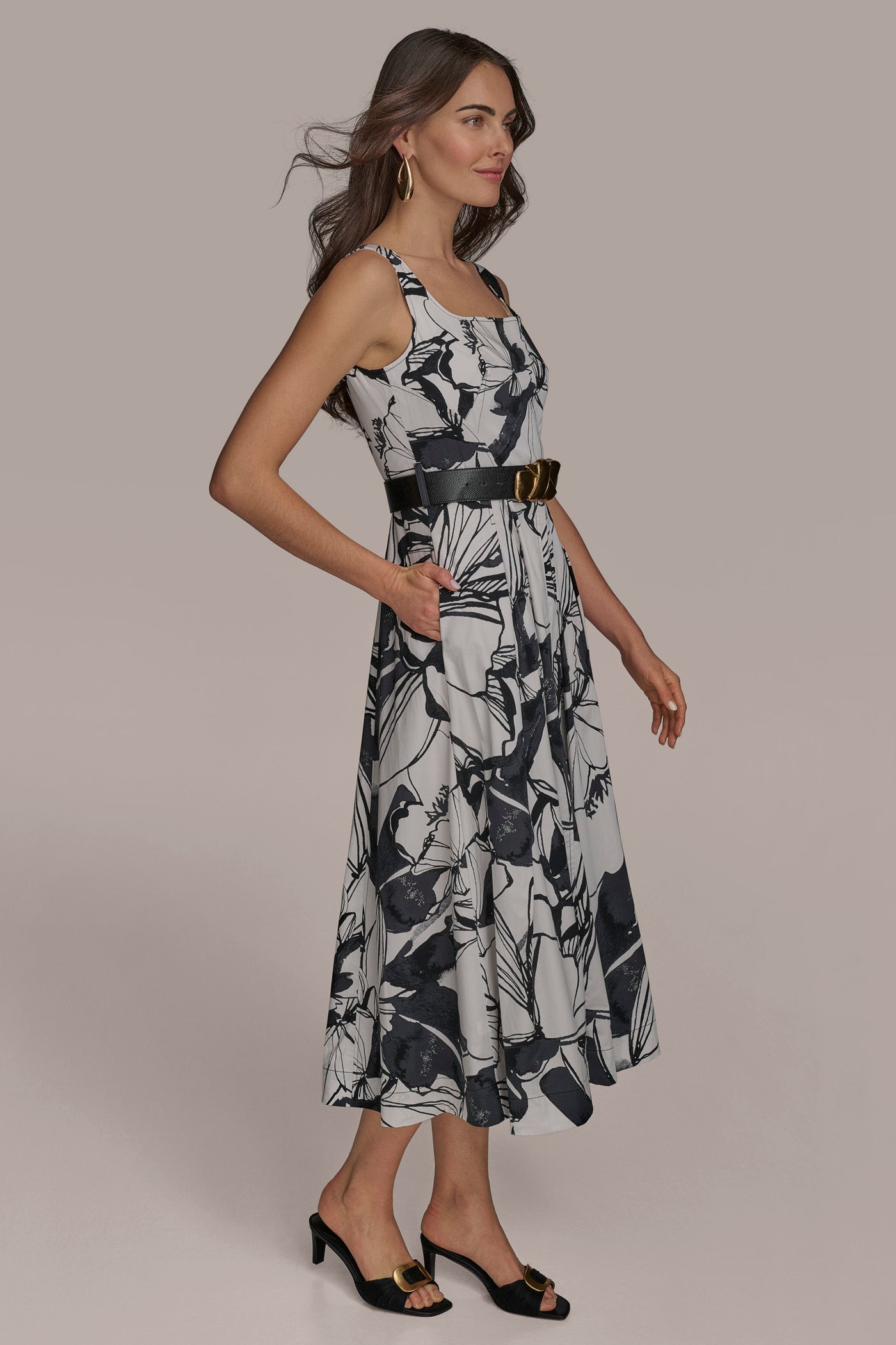 COTTON A LINE MIDI WITH BELT VIEW 3 | SALE COTTON A LINE MIDI WITH BELT VIEW 3 | SALE