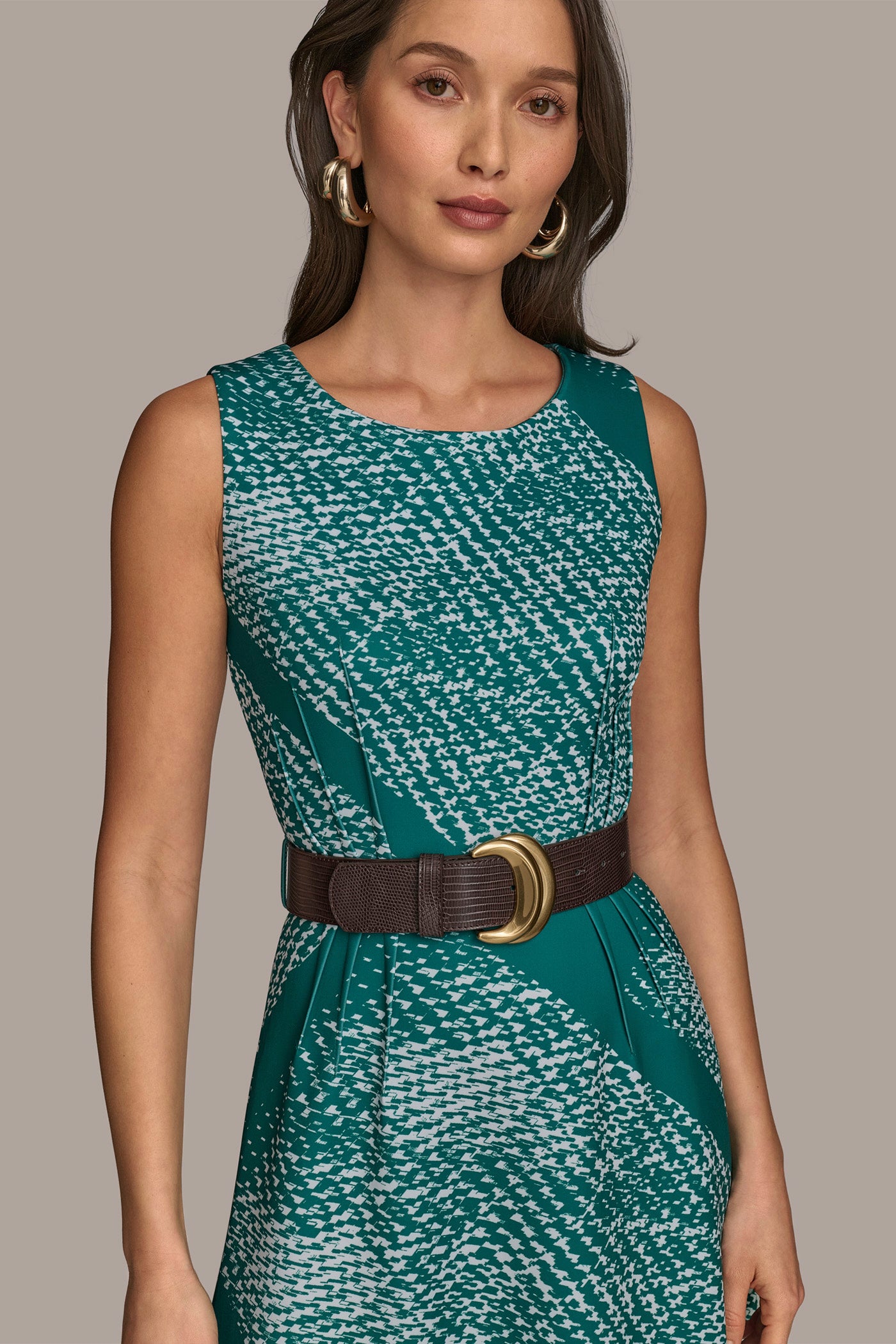 SLEEVELESS A LINE MIDI DRESS WITH BELT VIEW 4 SLEEVELESS A LINE MIDI DRESS WITH BELT VIEW 4