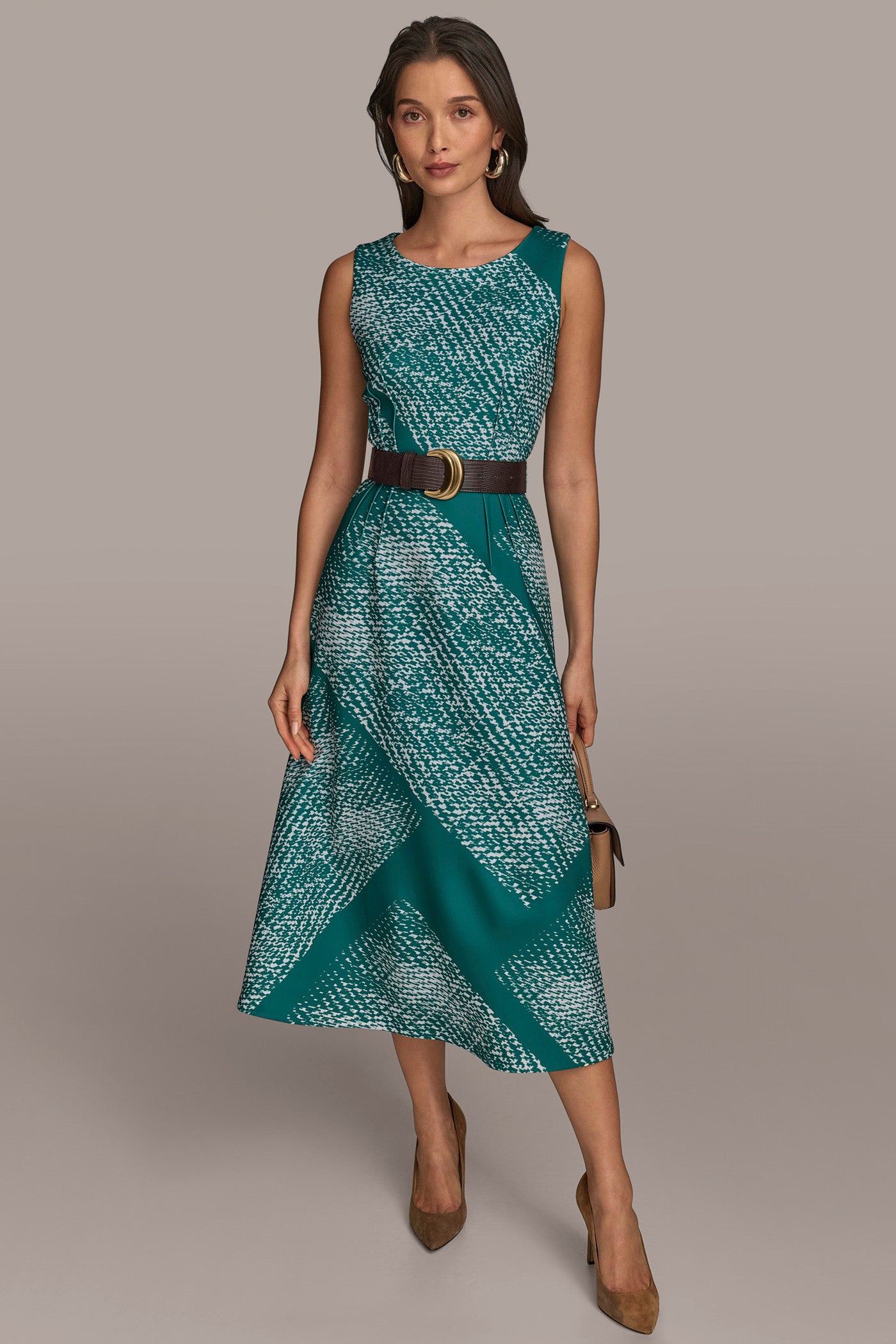 SLEEVELESS A LINE MIDI DRESS WITH BELT VIEW 7 SLEEVELESS A LINE MIDI DRESS WITH BELT VIEW 7