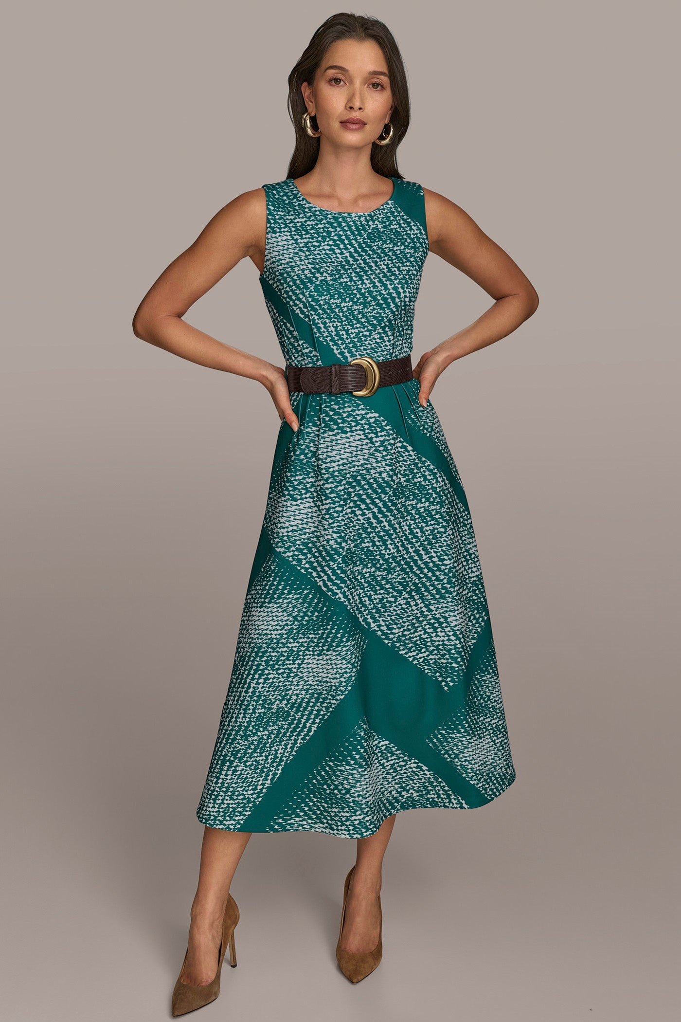 SLEEVELESS A LINE MIDI DRESS WITH BELT | View 1 | Dresses & Jumpsuits SLEEVELESS A LINE MIDI DRESS WITH BELT | View 1 | Dresses & Jumpsuits