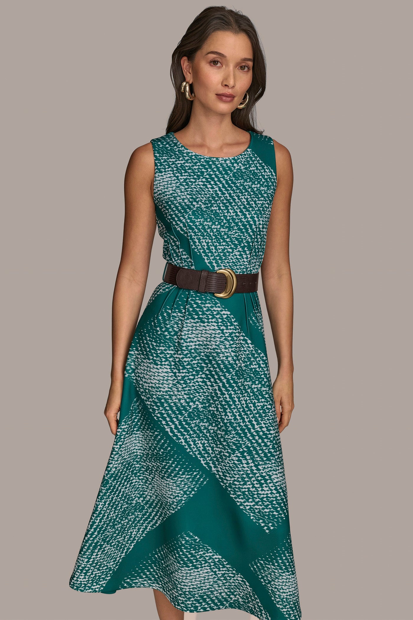SLEEVELESS A LINE MIDI DRESS WITH BELT VIEW 6 SLEEVELESS A LINE MIDI DRESS WITH BELT VIEW 6