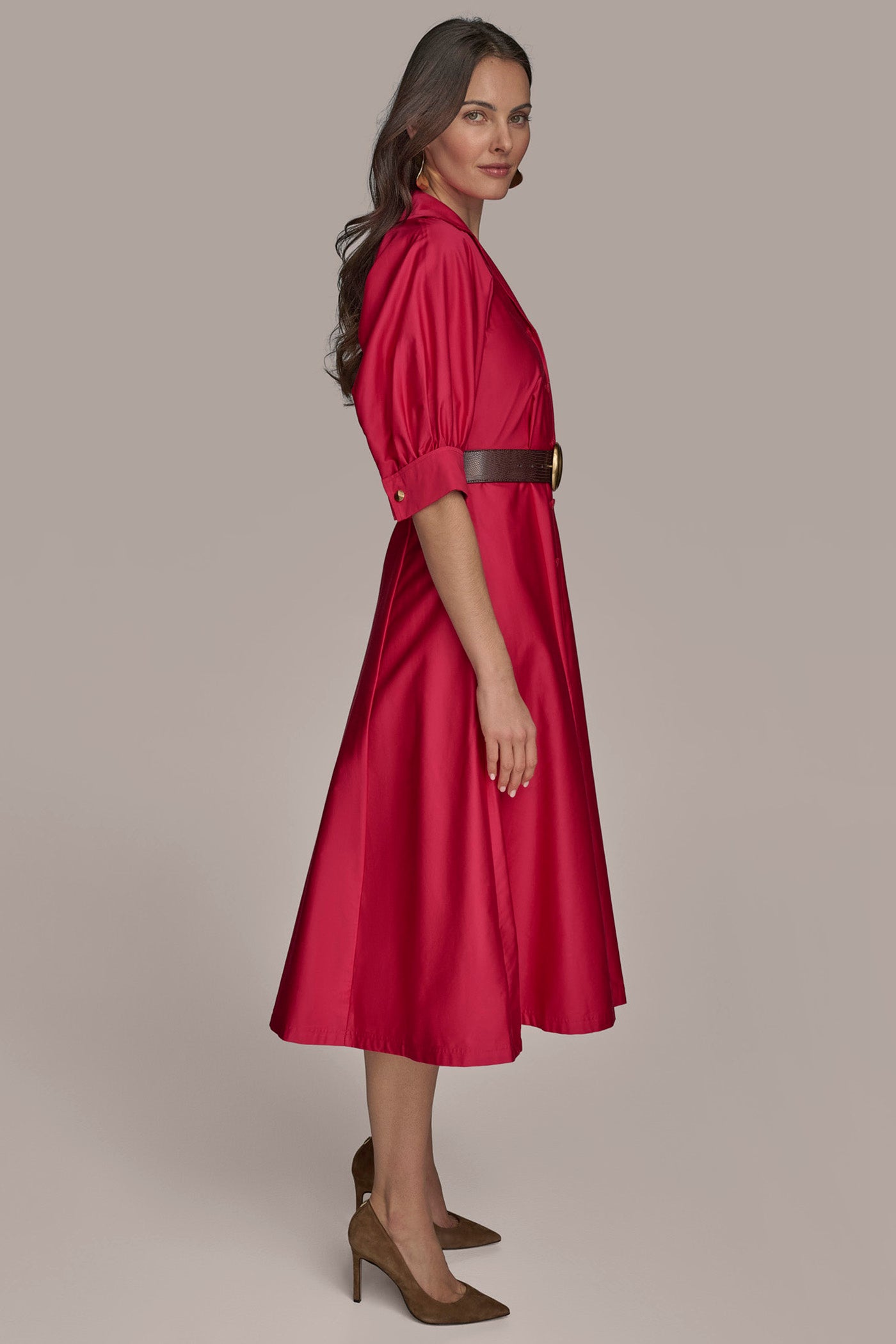BELTED COTTON MIDI SHIRT DRESS VIEW 3 | SALE BELTED COTTON MIDI SHIRT DRESS VIEW 3 | SALE