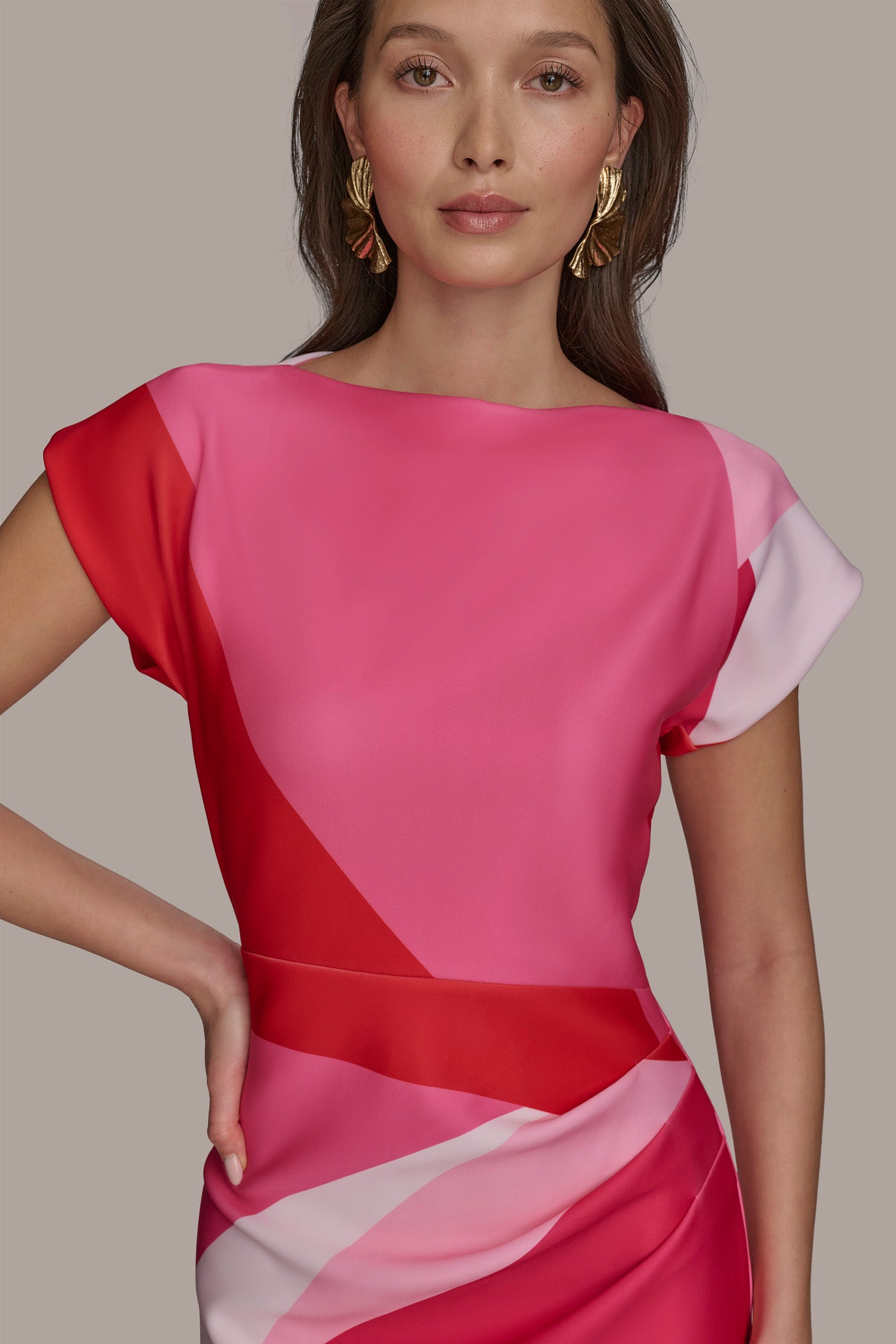 ASYMMETRICAL NECK GEOMETRIC MIDI SHEATH VIEW 6 | Cocktail & Party ASYMMETRICAL NECK GEOMETRIC MIDI SHEATH VIEW 6 | Cocktail & Party